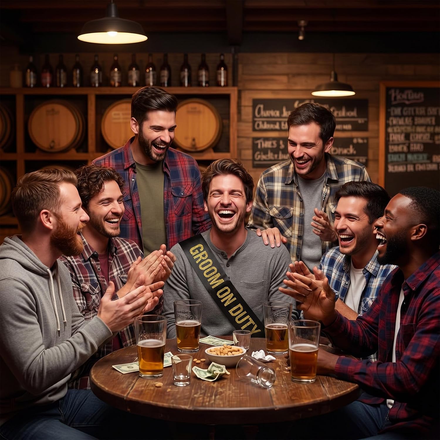 Groom Sash Bachelor Party Decorations Funny Bridegroom Accessories Premium Black Fabric Bachelor Party Decorations Supplies and Gifts(Groom on Duty)