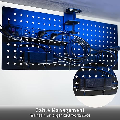 Miniatura 31 de VIVO Tablero de clavijas de escritorio con abrazadera de acero, panel de privacidad de 60 x 24 pulgadas, tablero magnético de clavijas, organizador