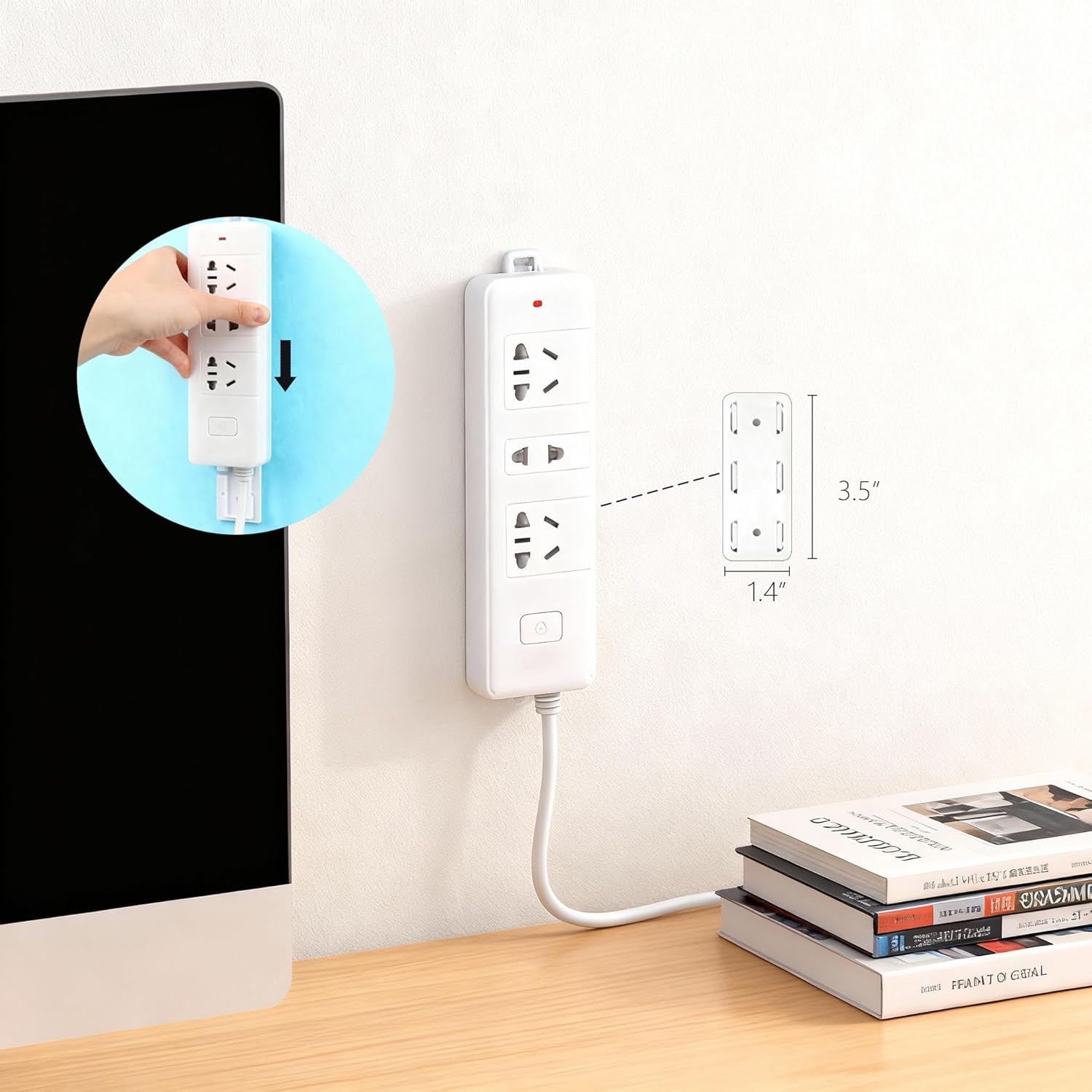 Ortarco Cord Cable Organizer Clips, 4 Pack Charging Wire Cable Holder With Power Strip Holder for Desk Nightstand Phone