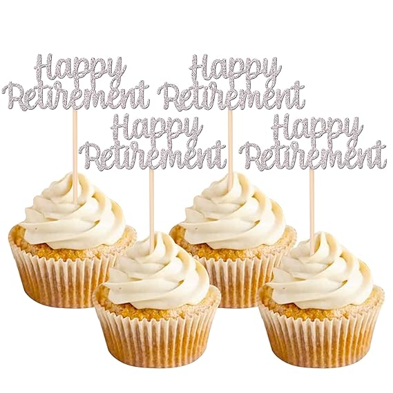 36 PCS Happy Retirement Cupcake Toppers Glitter Retired AF Cupcake Picks Retirement
