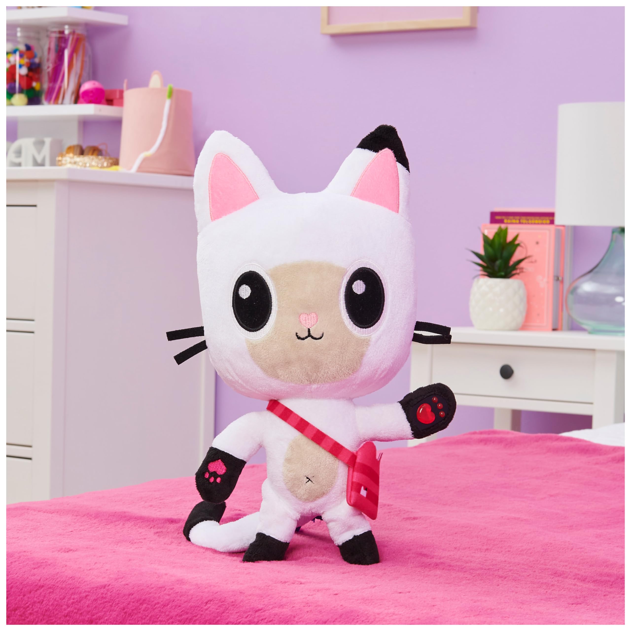 Gabby's Dollhouse, Peluche Pandi Panda da 33 cm con funzioni, con luci, musica, e 10 suoni e frasi, giochi per bambini dai 3 anni in su