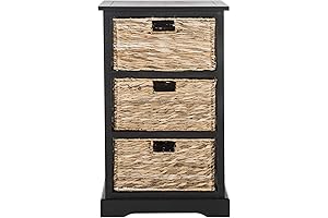 Safavieh American Homes Collection Halle Distressed Black 3 Wicker Basket Storage Side Table