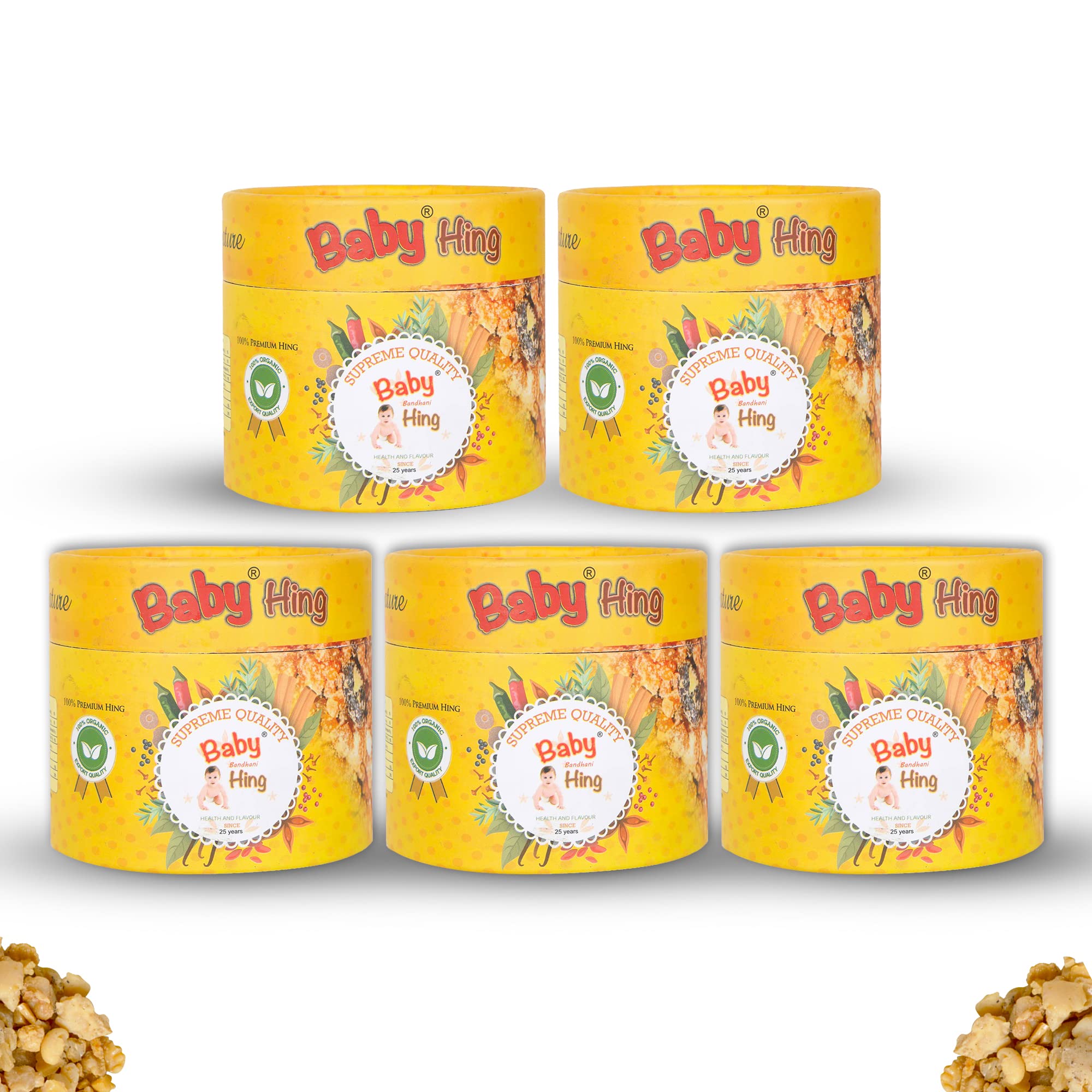 BABY BRAND Pure Strong Hing Asafoetida Whole Crystals, 250Gram(5x50g) | Hing Asofidata Whole | Pure Hing Asafoetida Without Wheat | Pure Hing Asofidata Organic | Premium Quality Hing Granule (B09N7JMGJY) Amazon Price History, Amazon Price Tracker