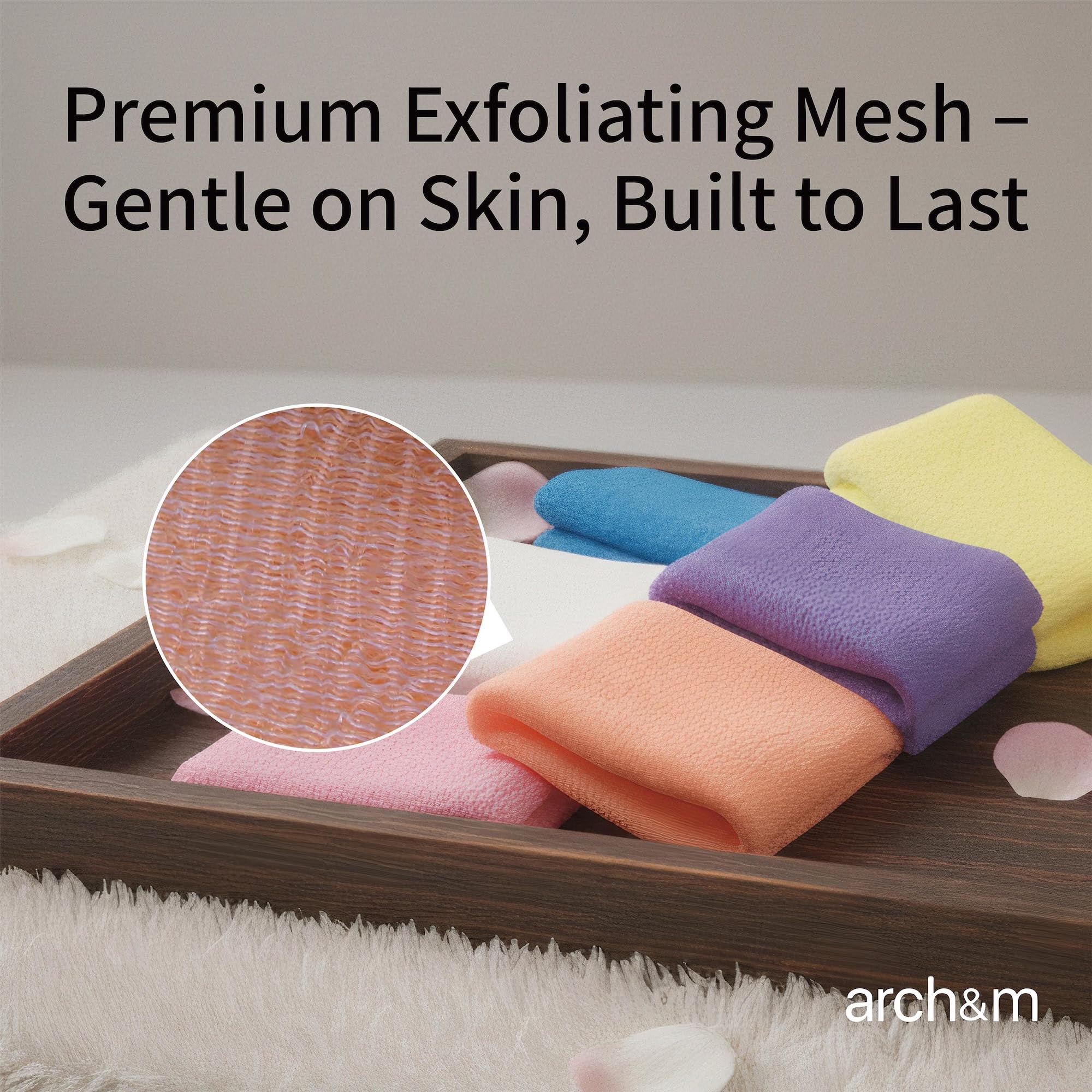 ARCH&M Exfoliating Washcloths - Japanese Shower Set -6