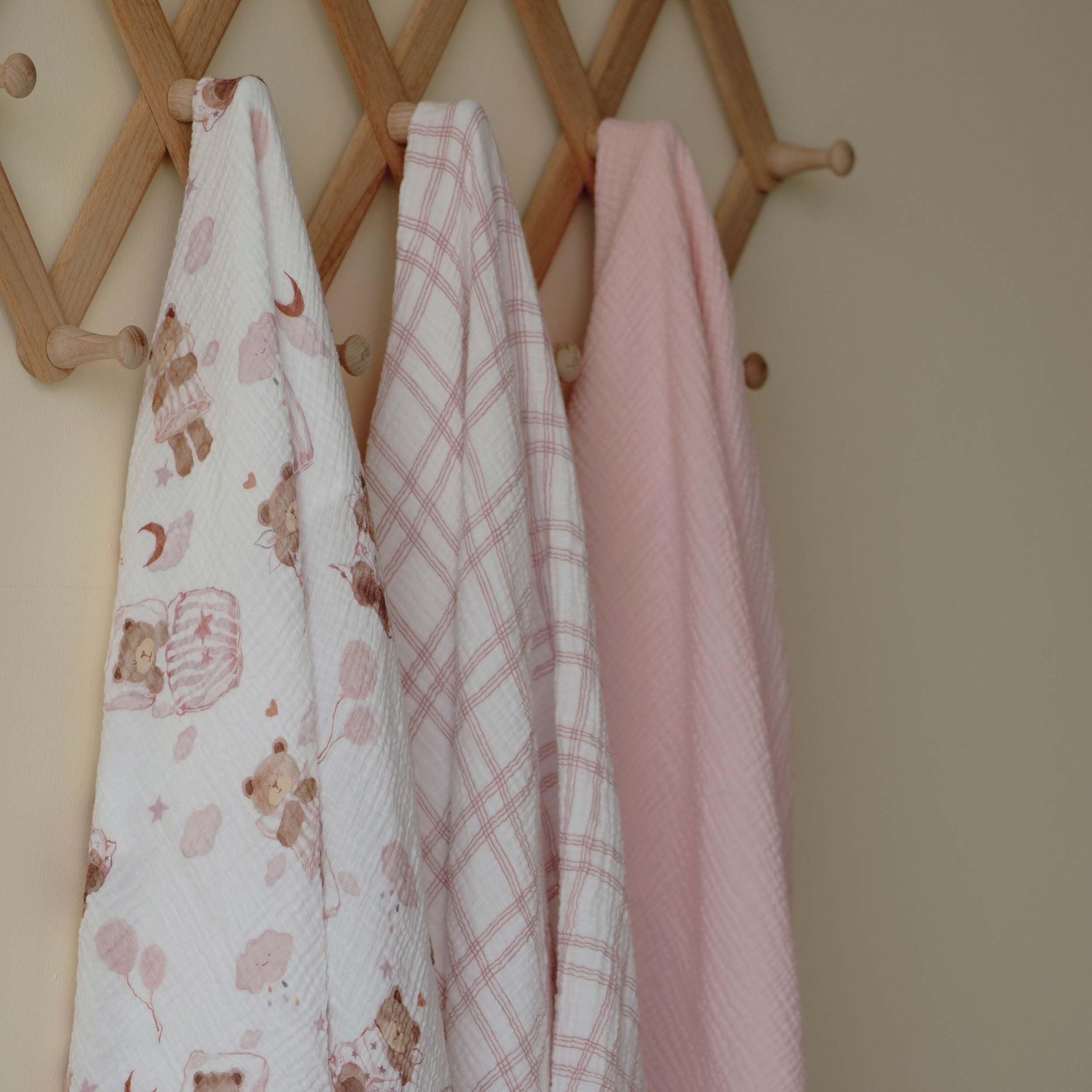 Baby Pucktuch aus 100% Baumwolle, 3er Pack Mullwindel und Musselin Babydecke 95x100 cm, Wickeltuch Swaddle Decke Puckdecke Mulltuch für Neugeborene und Babys