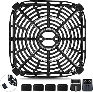 Air fryer Replacement Parts for BLACK+DECKER Purify 4QT Air Fryer, Upgrade 7.87×7.87 IN Air Fryer Pan Crisper Plate Accessories Tray Rack for Holstein Housewares 4.4QT Green Life 4.5QT Air Fryer