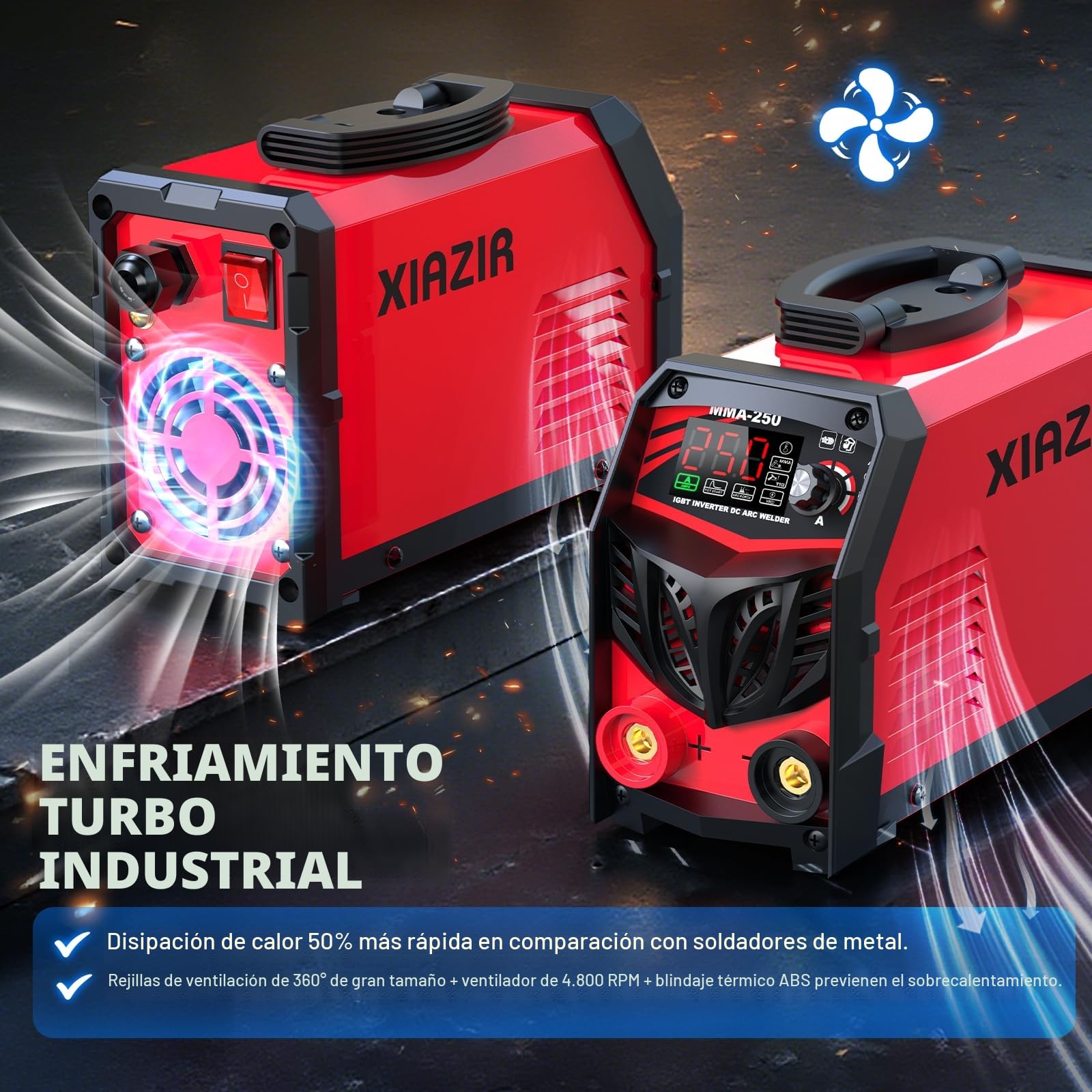 Soldador ARC 250A 220V con pantalla LED, soldadora portátil IGBT con Hot Start, Arc Force & Anti-Stick, kit completo para bricolaje, taller y granja