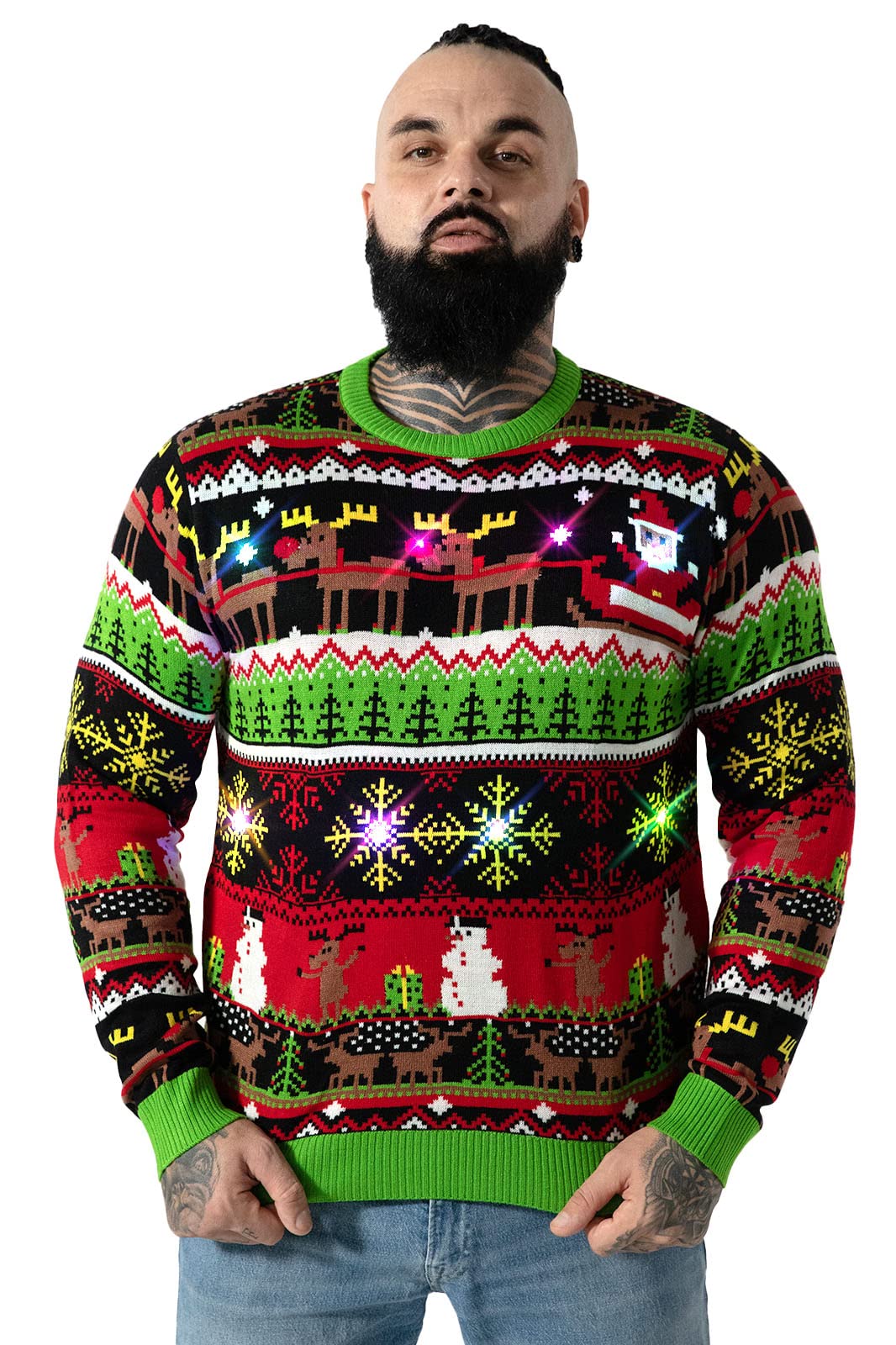 LED Ugly Christmas Sweater for Women Unisex Men Xmas Pullover with Light for Party Festive