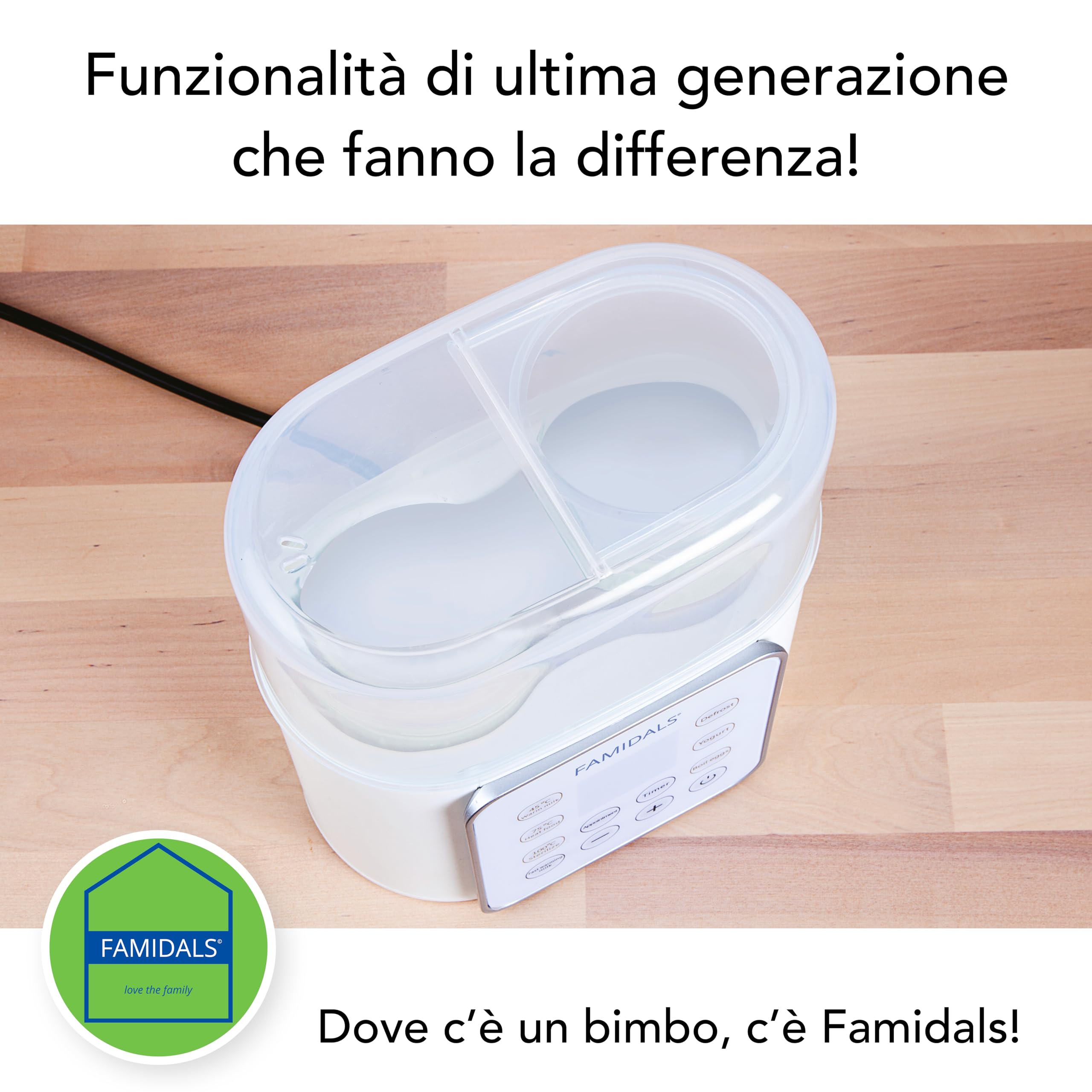 Scaldabiberon Sterilizzatore Neonato 9 in 1 scaldalatte, sterilizzatore, scongelatore, omogeneizzatore, fermentatore, cuociuova, timer, programmazione dell'accensione