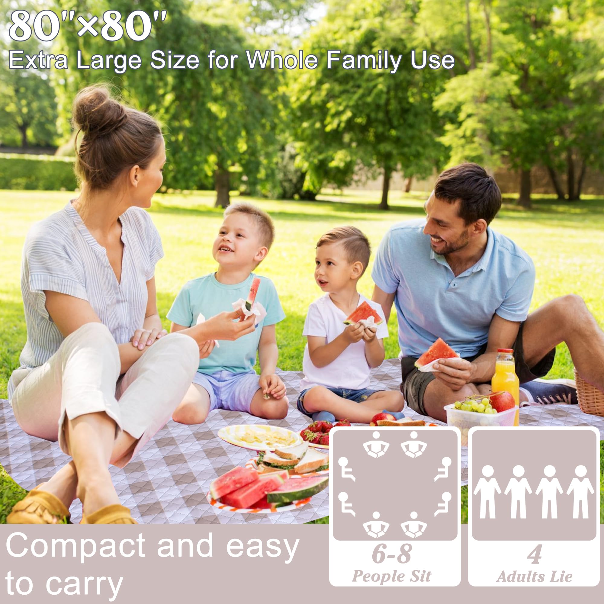 Tapis de pique-nique imperméable surdimensionné, tapis d'extérieur portable, peut être utilisé comme couverture de camping, tapis de plage, couverture de concert, couverture d'activités de