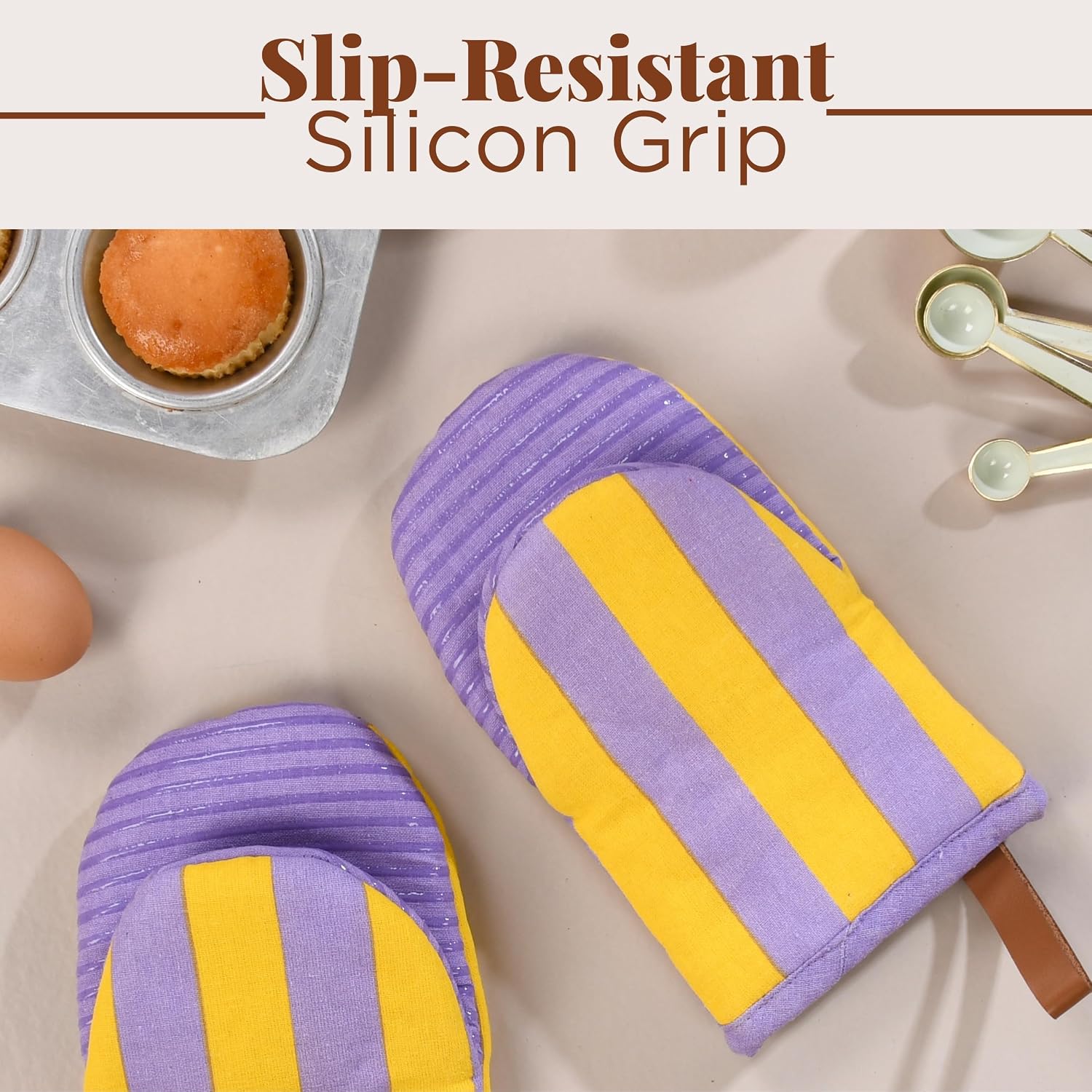 Folkulture Halloween Oven Mitts, Heat Resistant Violet, Set of 2 (5.75"x9")