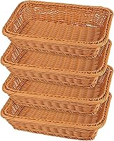 Vista 11 de 3 piezas de cesta de mimbre para pan de 16 pulgadas, cesta de servicio tejida, cesta de servicio de alimentos de mesa para restaurante, panadería