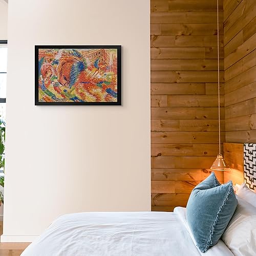 Miniatura 4 de Lost Cabin The City Rises 1911 de Umberto Boccioni  Marco plano negro de lienzo  Reproducción de pintura de obras de arte finas  Póster enmarcado