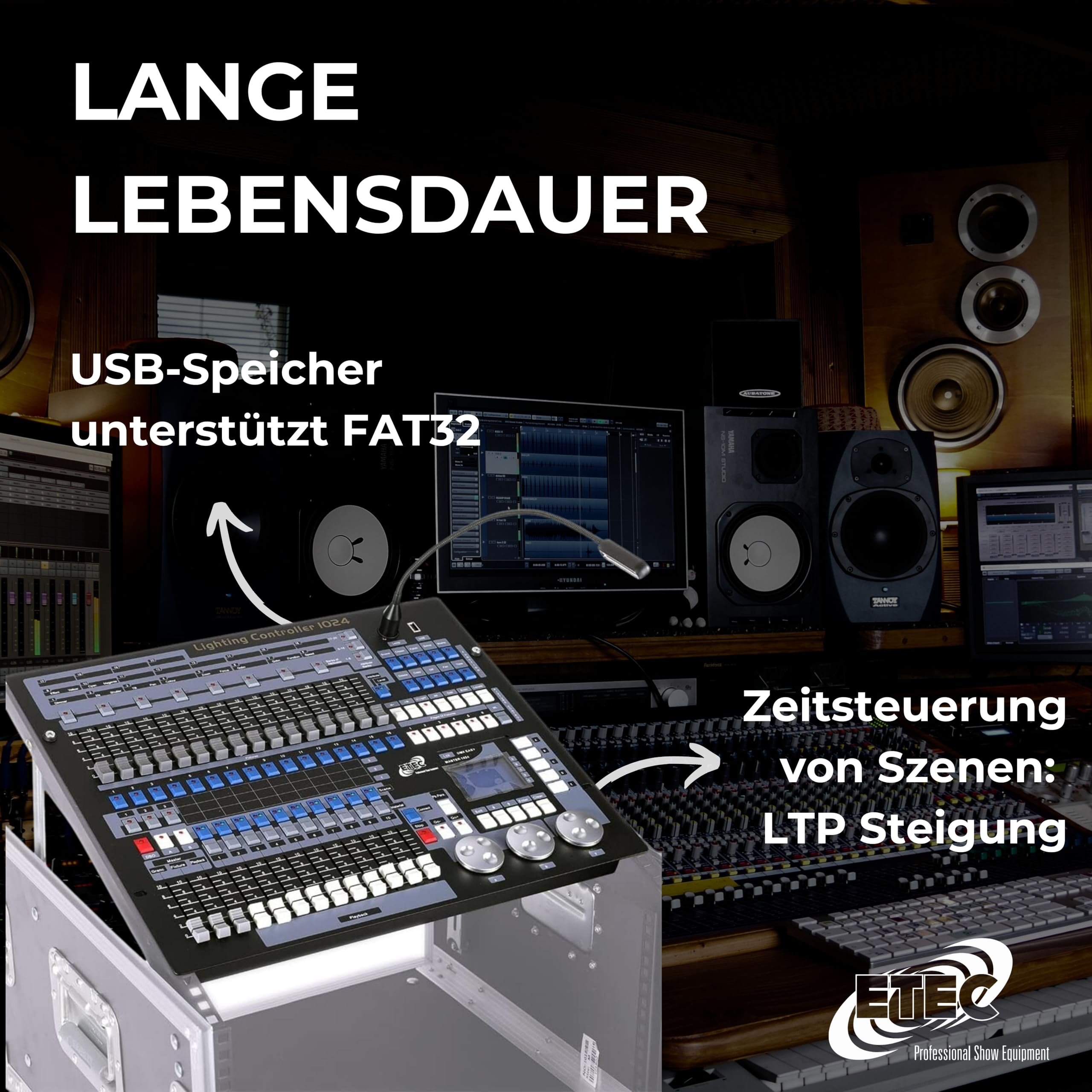 ETEC Professional DMX Easy Master 1024 Lichtsteuerung Lichtmixer Licht Light LED DMX Controller mit 1024 Steuerkanälen Veranstaltung Bühnenbeleuchtung