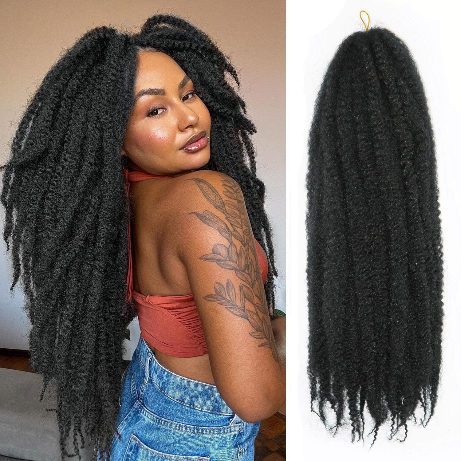 Vustbeauty Marley Twist Braiding Hair 18 Inch Marley Twist Hair Long Cuban Twist Hair 8 Packs Afro Kinky Curly Twist Crochet Hair Synthetic Marley