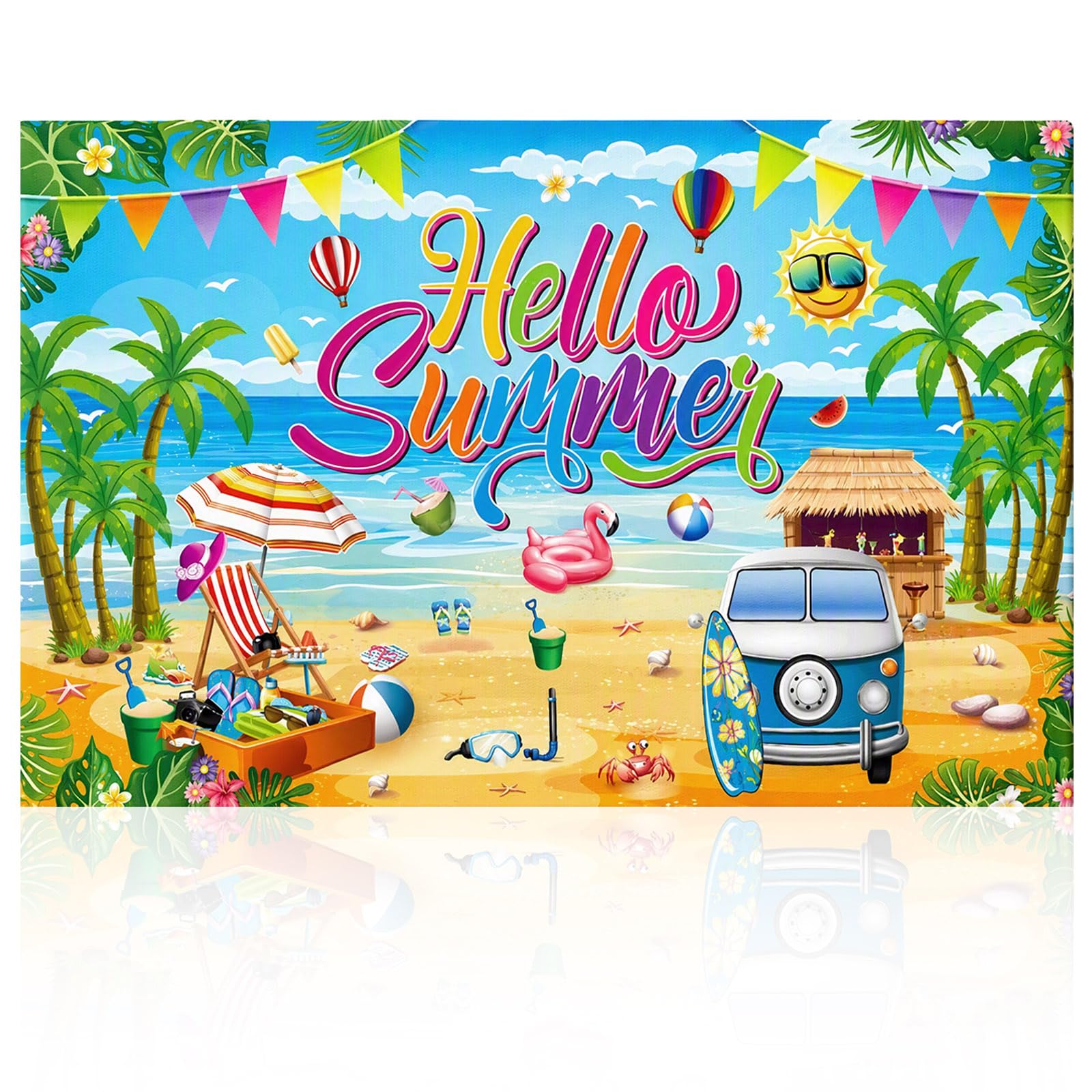 Summer Party Decorations Banner Hawaiian Pool Party Backdrop Seaside Scene Ideal for Garden Partys Bbqs and Holiday Events Beach Supplies 180x110cm