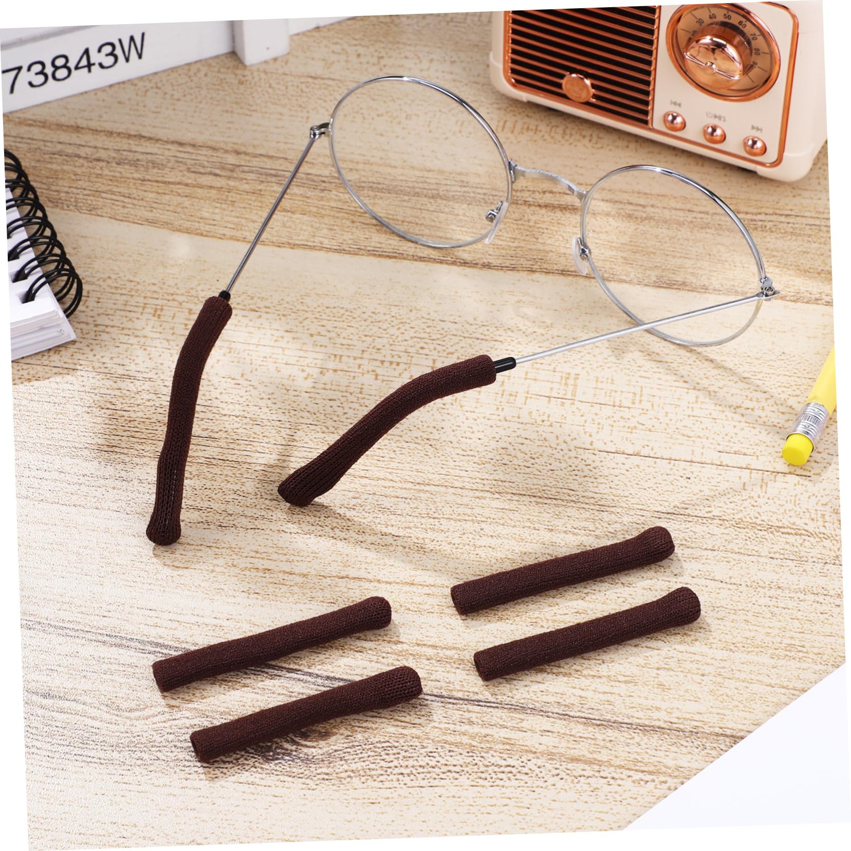 Cabilock Manche De Pointe Du Temple Pinces Coussin De Branches De Lunettes Bras Couverture Goupes D'oreille De Lunettes Poignées D'oreille De Lunettes Nylon Café