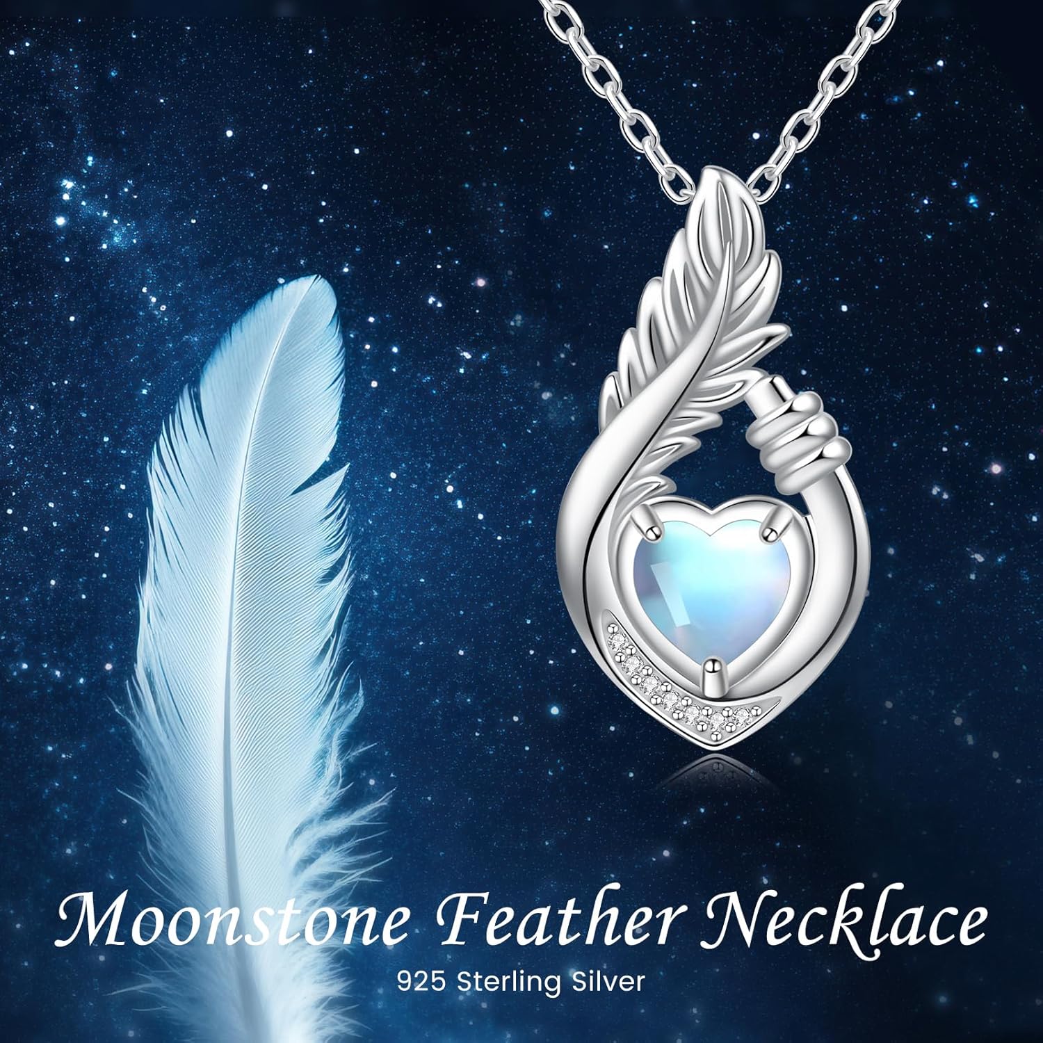 BEILIN Sterling Silver Teardrop Urn Necklace for Ashes Feather Urns Pendant Memorial Keepsake Funeral Cremation Jewelry for Women - Image 2