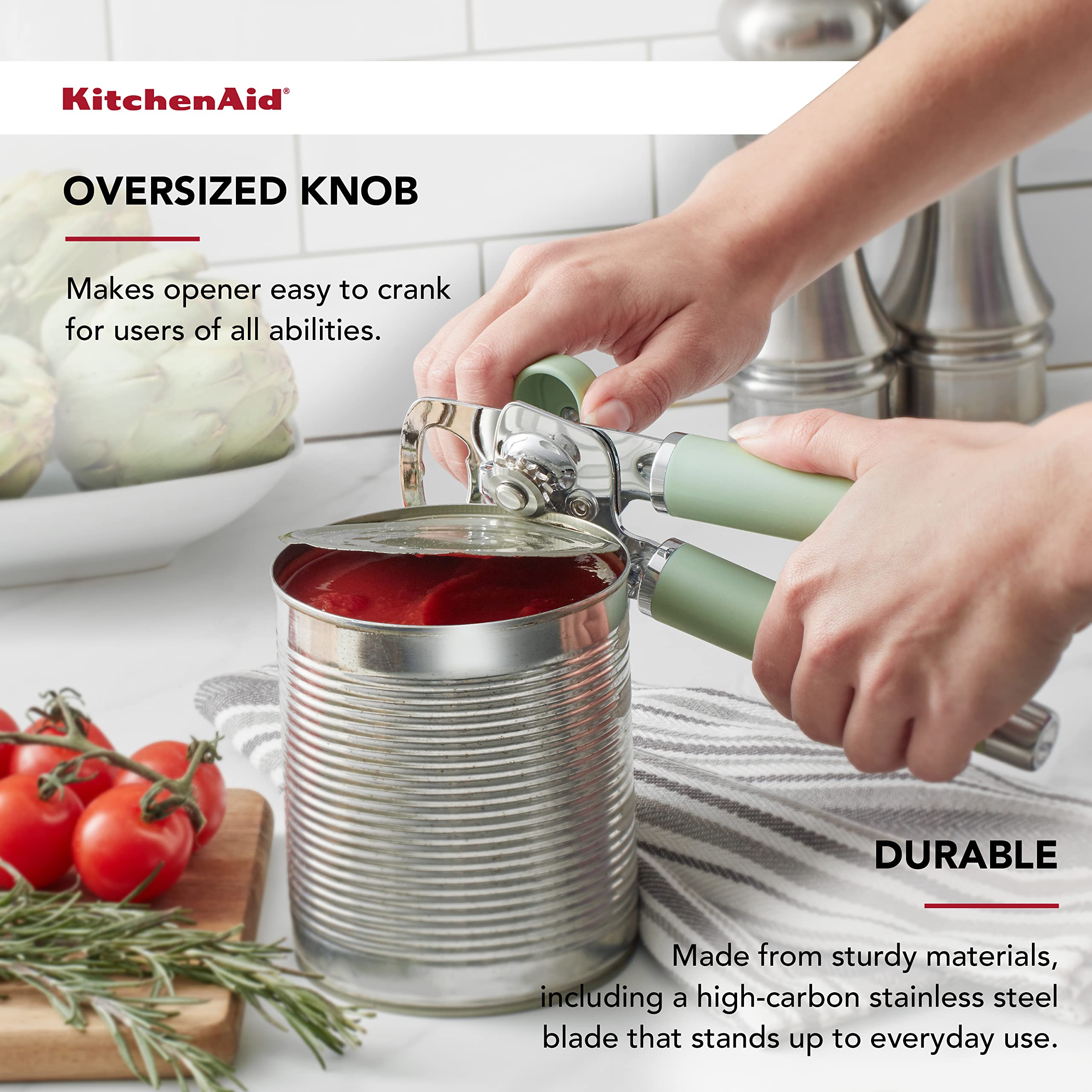 KitchenAid Gourmet çok fonksiyonlu konserve açacağı/şişe açacağı, 21,6 cm, fıstık
