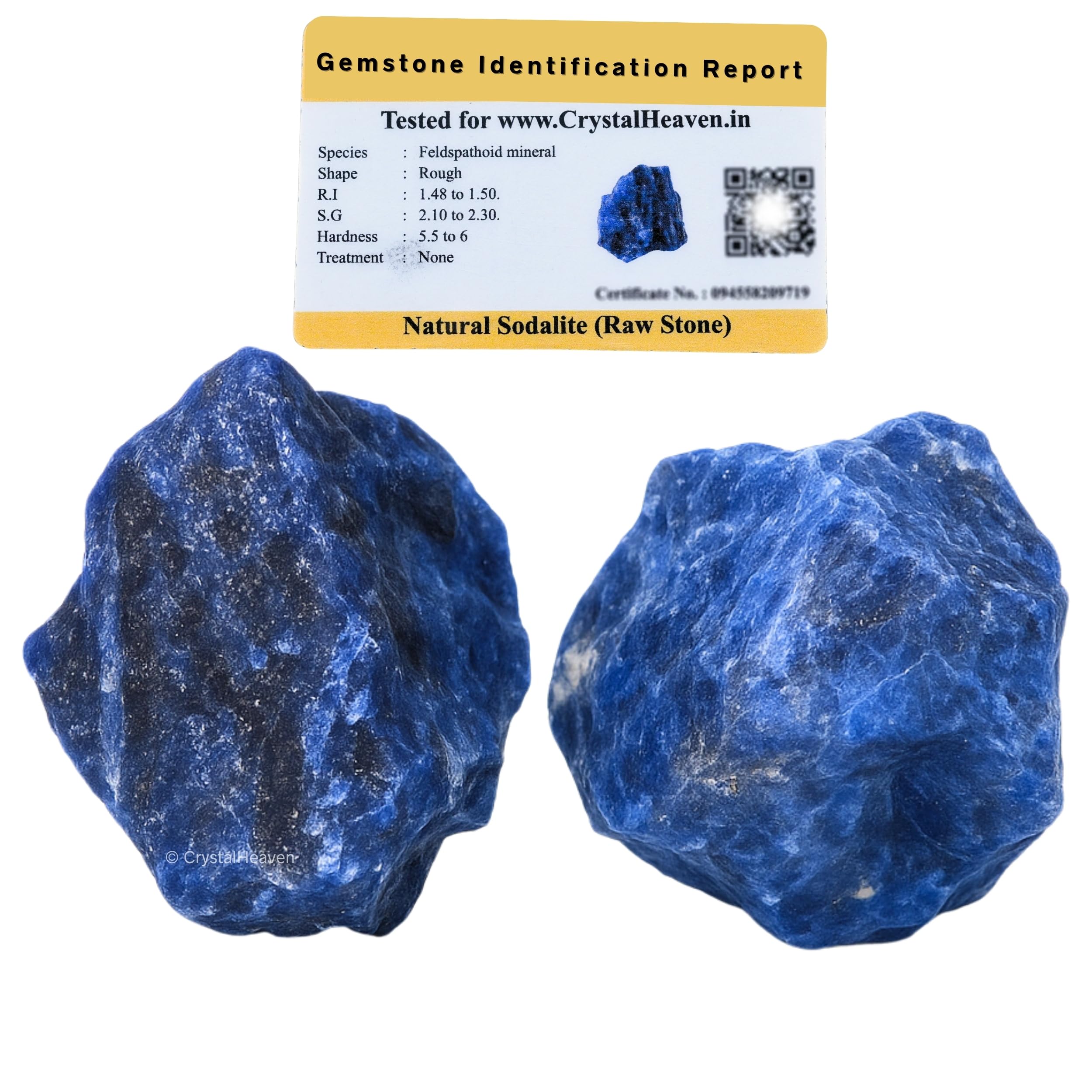 Crystal Heaven Certified Sodalite Crystal Healing Rough Stone, Natural Raw Crystals for Manifestation, Meditation and Reiki Healing (2 Pieces)