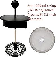 Vista 2 de 4 piezas de pantalla de filtro de prensa francesa, universal 33.8 fl oz, 34 onzas, 8 tazas de prensa francesa de café y máquinas de té de 4 pulgadas