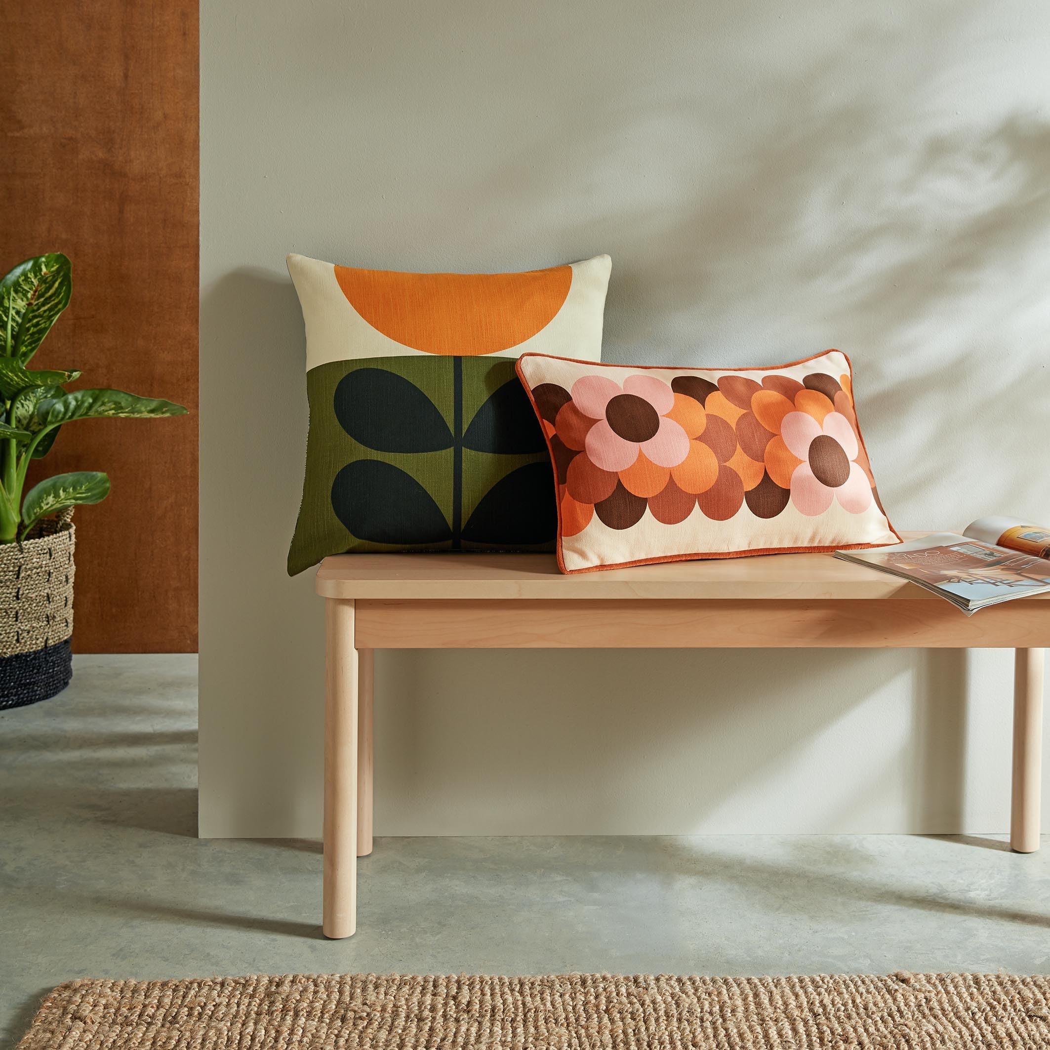 Orla Kiely Orange Cushion - Sunflower - 100% Cotton 45Cm X 45Cm