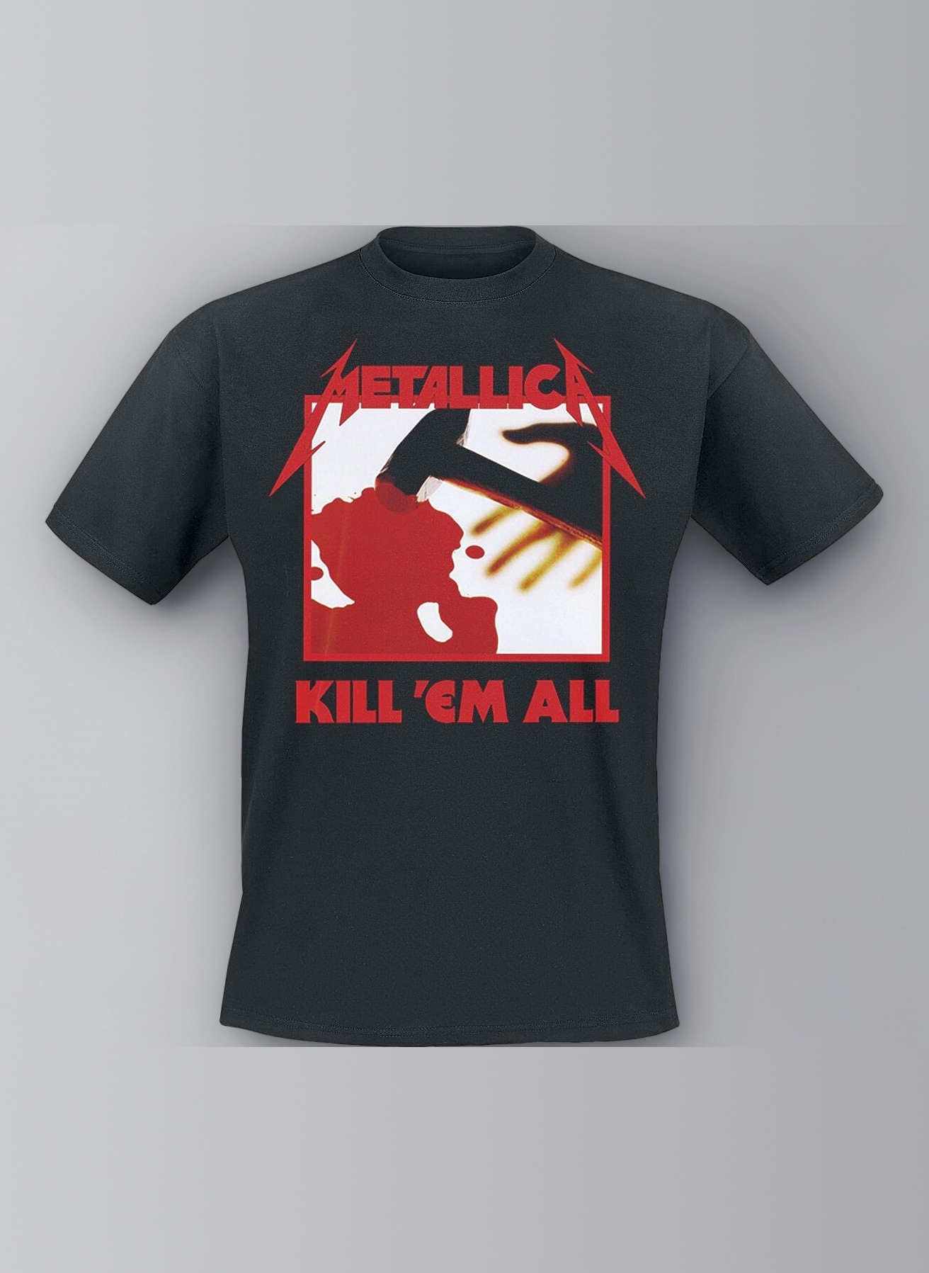 Metallica Men's Metallica_Kill 'Em All Tracks_Men_Bl_Ts: 1XL Regular Fit Crew Neck Short Sleeve T - Shirt, Black (Black Black), X-Large (Manufacturer Size: X-Large)