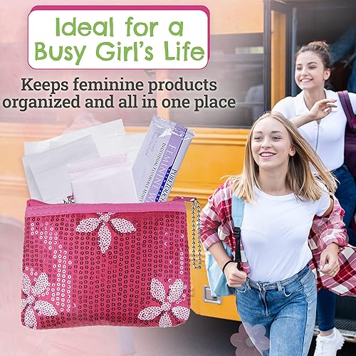 Miniatura 5 de Kit de primer período para llevar! - Almohadillas y forro orgánico ecológico para adolescentes y niñas para la escuela - Bolsa de período y