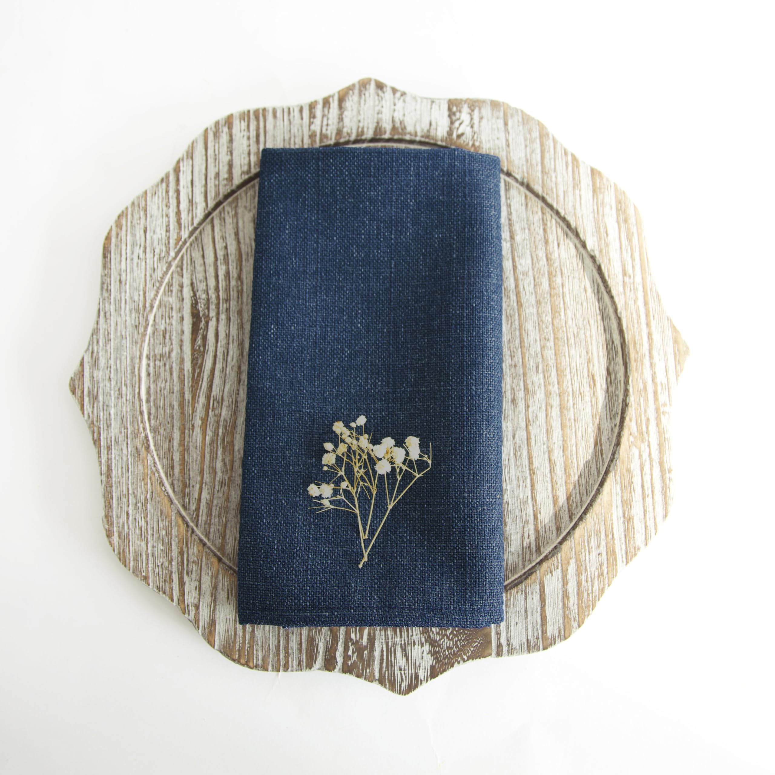 Decor Essentials Dark Navy Linen Rustic Napkins Urbane Tableware Party Wedding Event Table Setting Decorations (Dark Navy)
