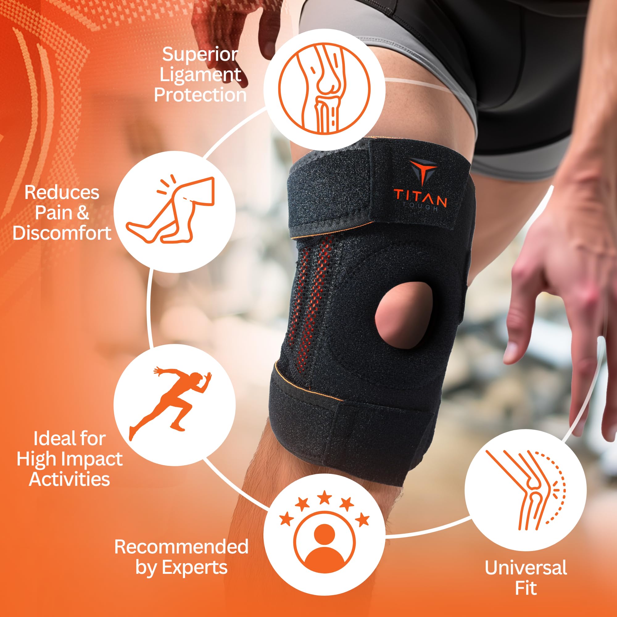 Amazon.com: Titan Tough Knee Brace with Side Stabilizers for