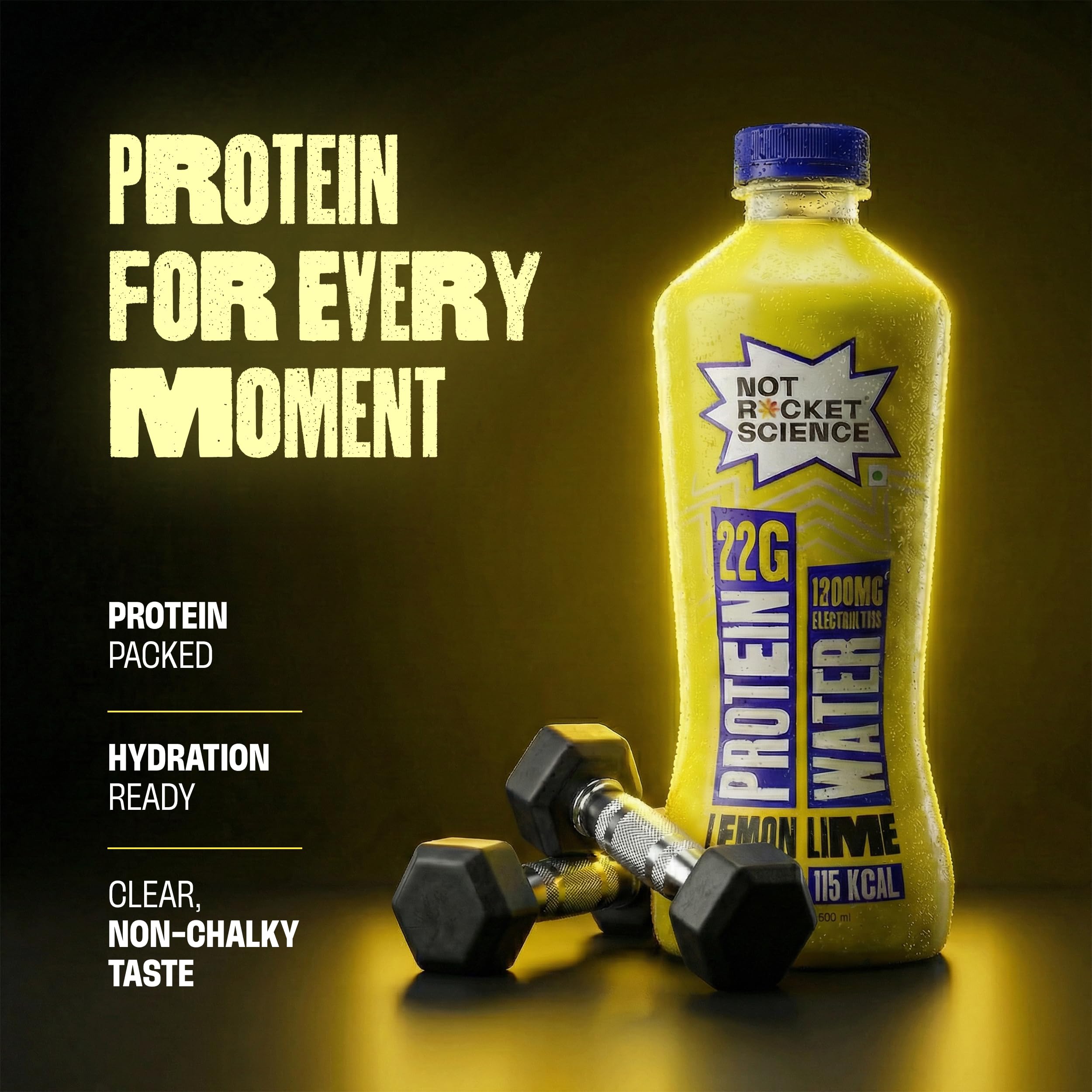Not Rocket Science Protein Water - Lemon Lime | 22g Clear Whey Protein Isolate | 1300mg Electrolytes | 5g BCAAs | Zero Sugar | High Protein Drink | 500ml Pack of 3 3