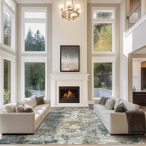 Miniatura 70 de Alfombras de área de 9 x 12 pies para sala de estar, lavables: Alfombra grande abstracta para comedor, dormitorio, alfombra antideslizante de 9 por