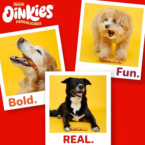 Miniatura 11 de Hartz Oinkies Sizzling Twists Golosinas masticables naturales para perros con sabor a tocino, sin piel cruda, 8 unidades