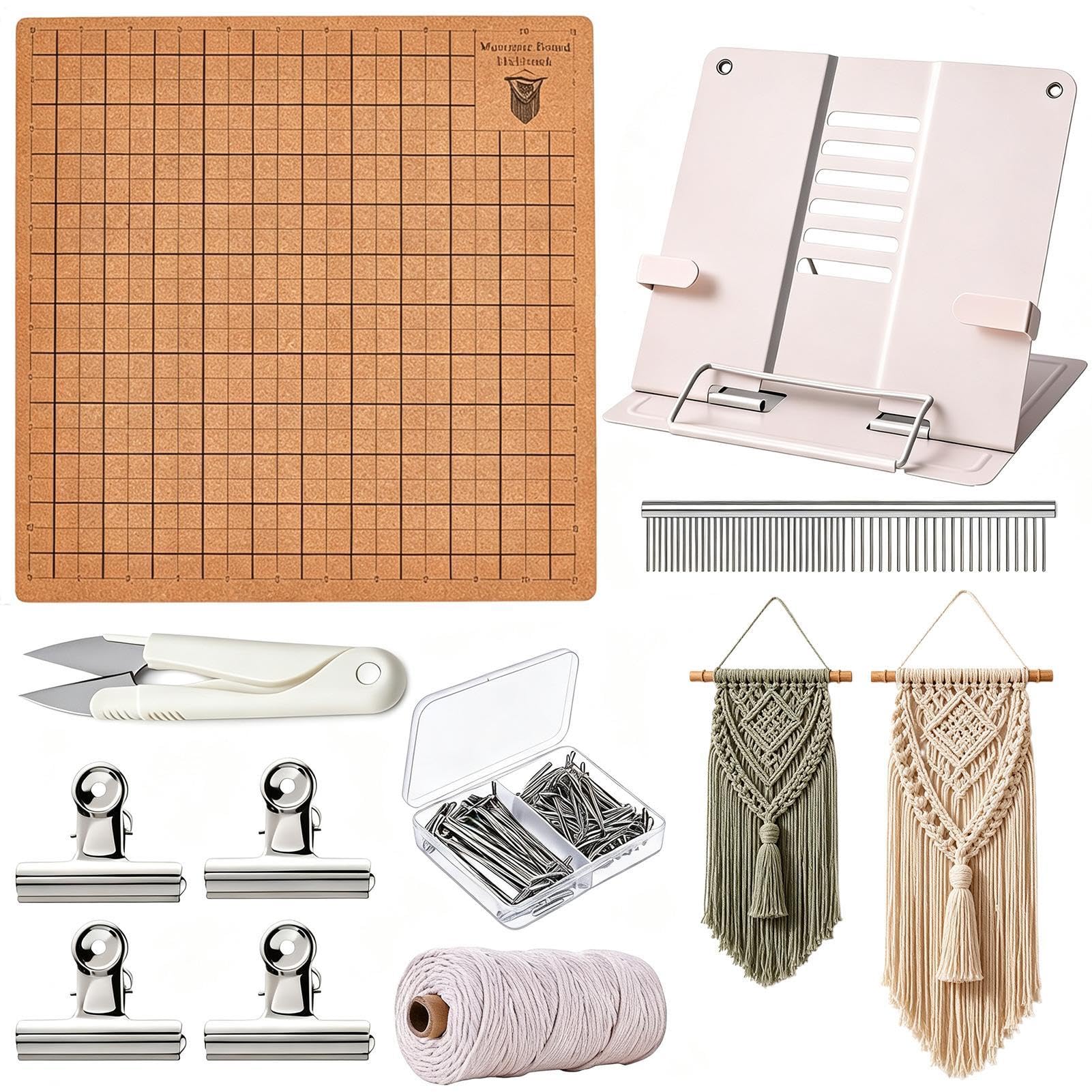 Juego completo de macramé, tabla de tejer con soporte