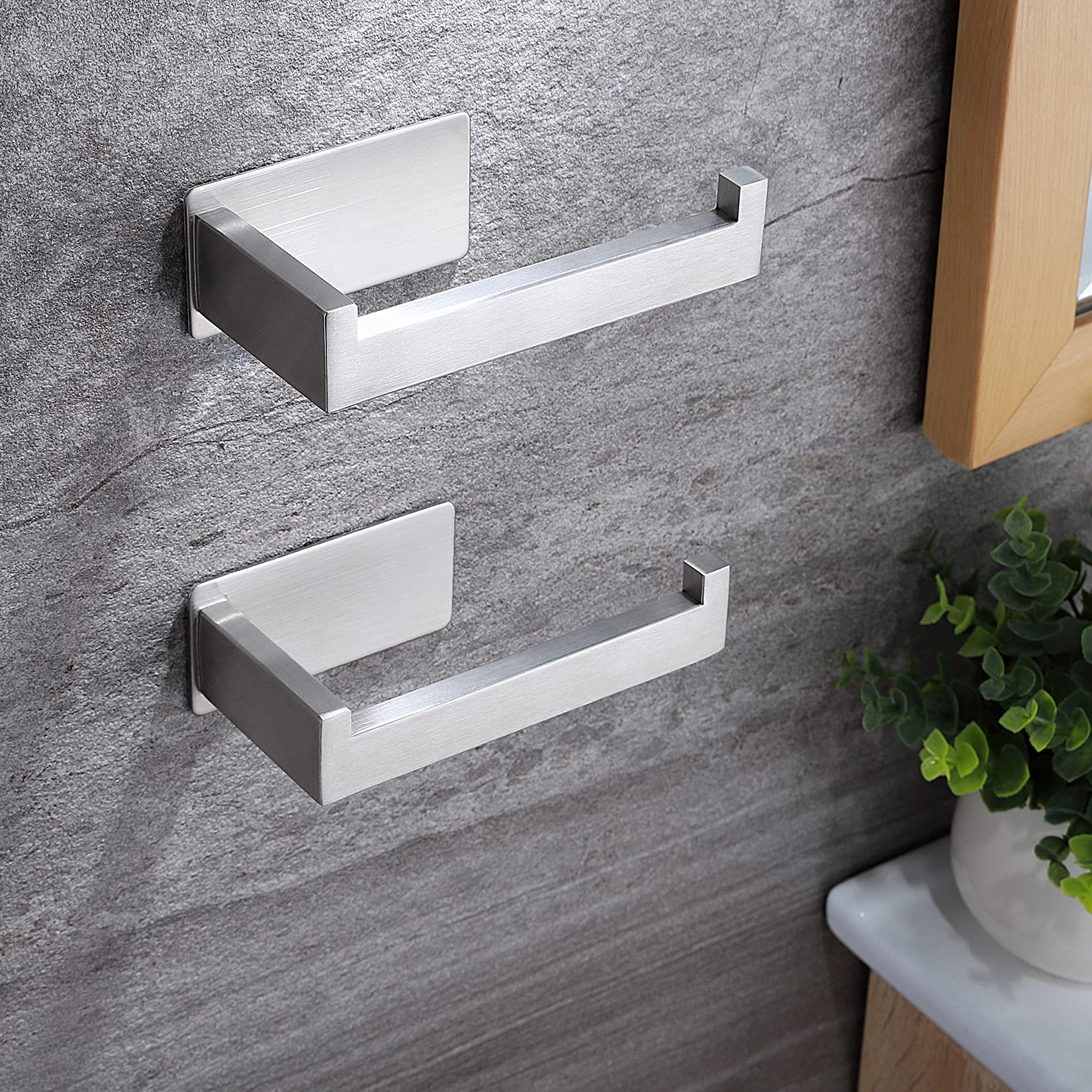 Porta Carta Igienica Adesivo In Acciaio Inox 304 Con Ripiano Per Cellulare - Porta Rotolo Per Bagno E Cucina, Argento