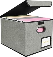Vista 23 de Caja organizadora de archivos BALEINE con tapa, organizador de carpetas de archivos plegable con deslizador de plástico, caja de carpetas