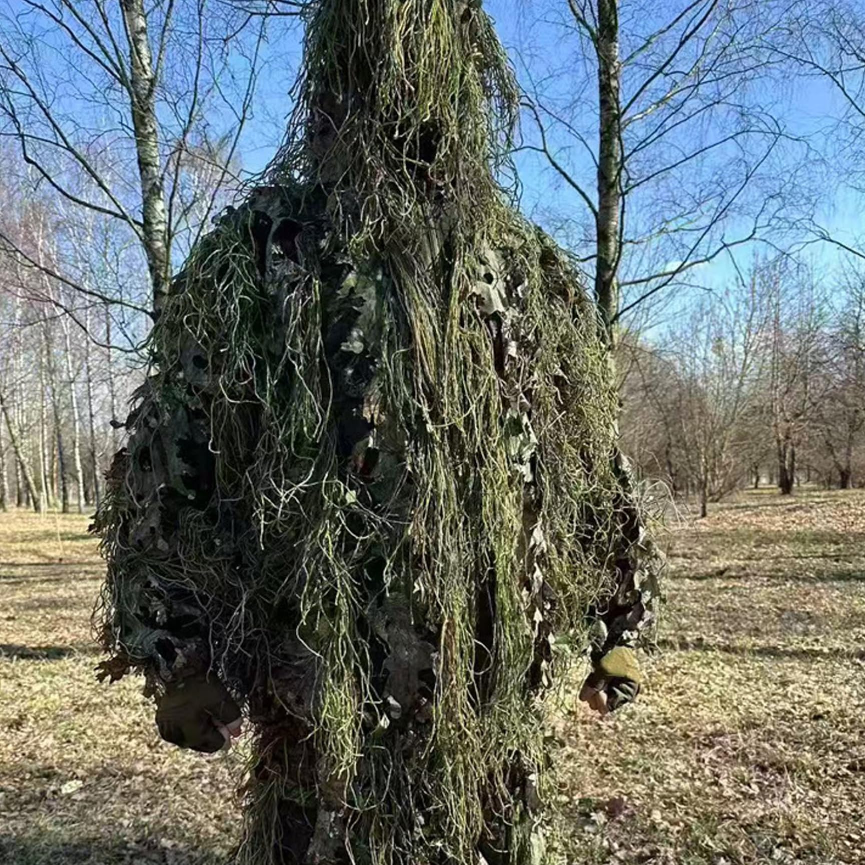 Costume Ghillie, Costume Ghillie à Feuilles 3D pour Hommes, Ensemble Veste et Pantalon de Camouflage léger et Respirant pour la Photographie de Chasse en Plein air