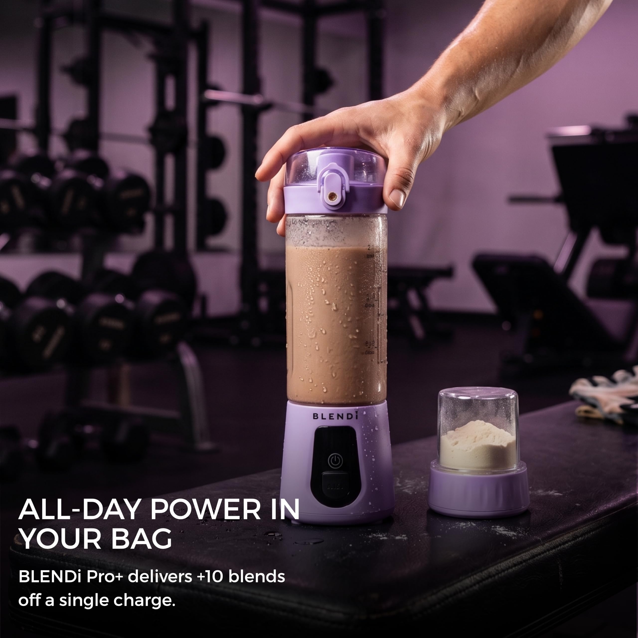 BLENDi Pro+ Mélangeur portable (500 ml, violet) – Puissant moteur de 120 W, rechargeable par USB-C, mélangeur personnel sans fil pour smoothies, milkshakes et plus encore – Sans BPA, autonettoyant
