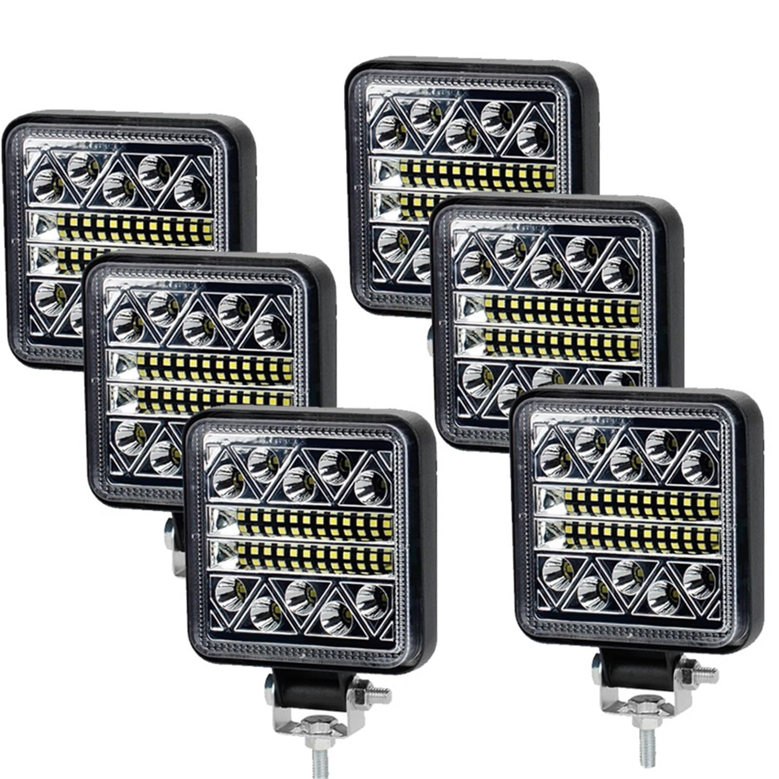Faro Barra Luminosa LED 4 Pollici 102W/luce Lavoro Spot Flood | Per Camion Barca ATV Per Trattore Per Jeep Per OffRoad 4x4 Faro A Led 12V 24V(6 Piece square 102W)