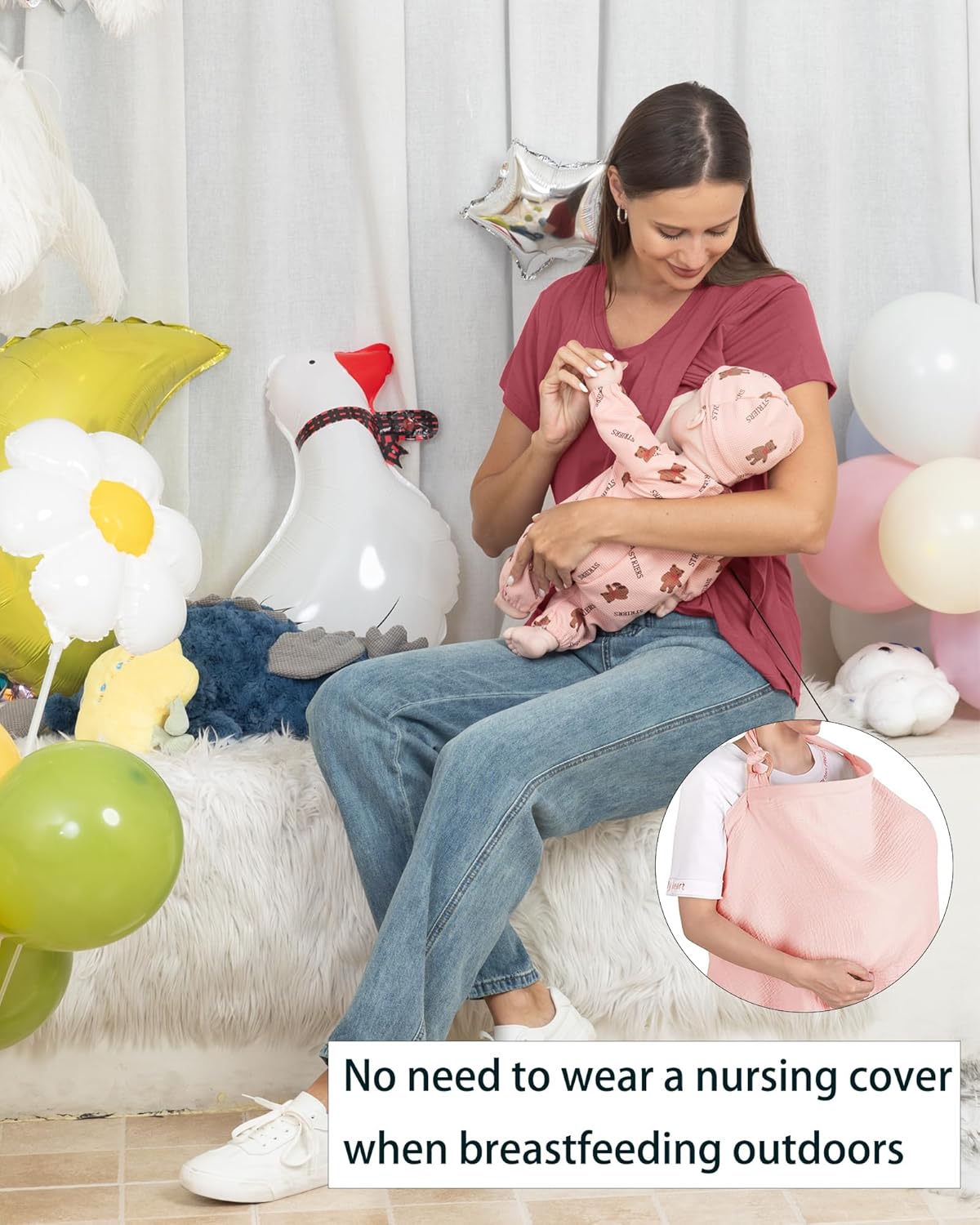 Rnxrbb 3 Pack Women's Nursing Tops for Breastfeeding Summer Short Sleeve T Shirts Postpartum Double Layer Clothes - Image 4