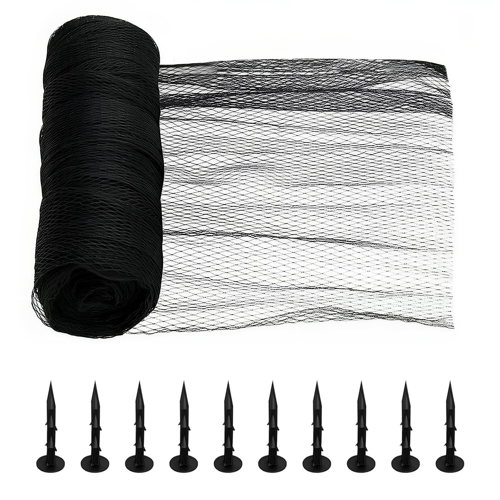 3m x 4m Heavy Duty Pond Netting, HDPE Woven Fish Pond Cover with Pegs, UV-Resistant Fine Mesh Net to Protect Koi from Herons, Birds, Cats, Leaves & Debris