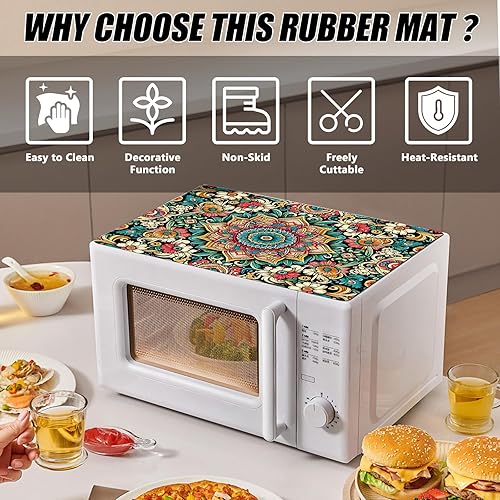 Miniatura 5 de Tapete de goma para cubierta superior de microondas, antiadherente resistente al calor, protector de encimera de cocina antideslizante de 18 x 14