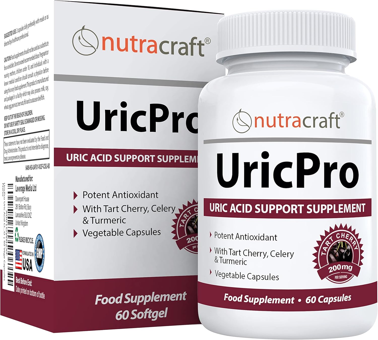 UricPro Uric Acid Cleanse Supplement Tart Cherry, Turmeric, Celery, Milk Thistle, Bromelain
