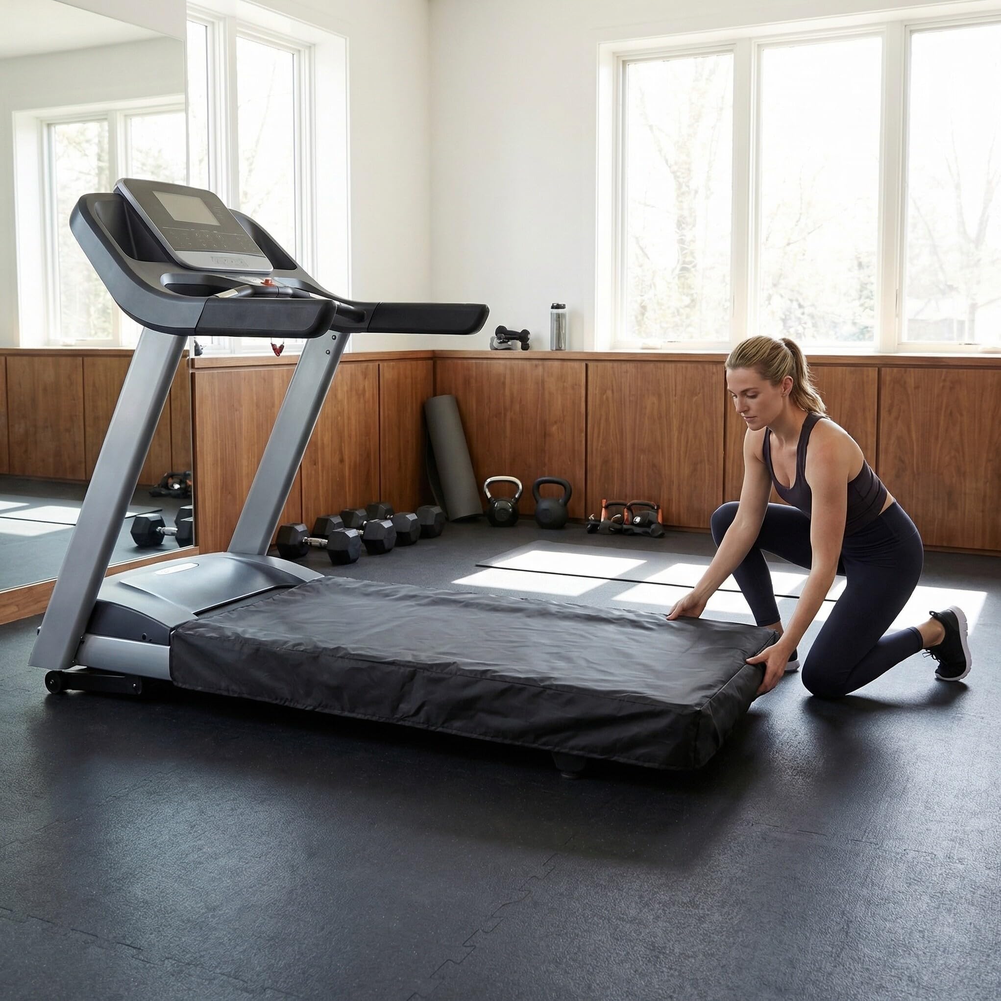 2 Unidades Funda Protectora Cubierta Plegable para Cinta de Correr de Tela Oxford Costuras Precisas para Equipos de Fitness y Gimnasio Interior