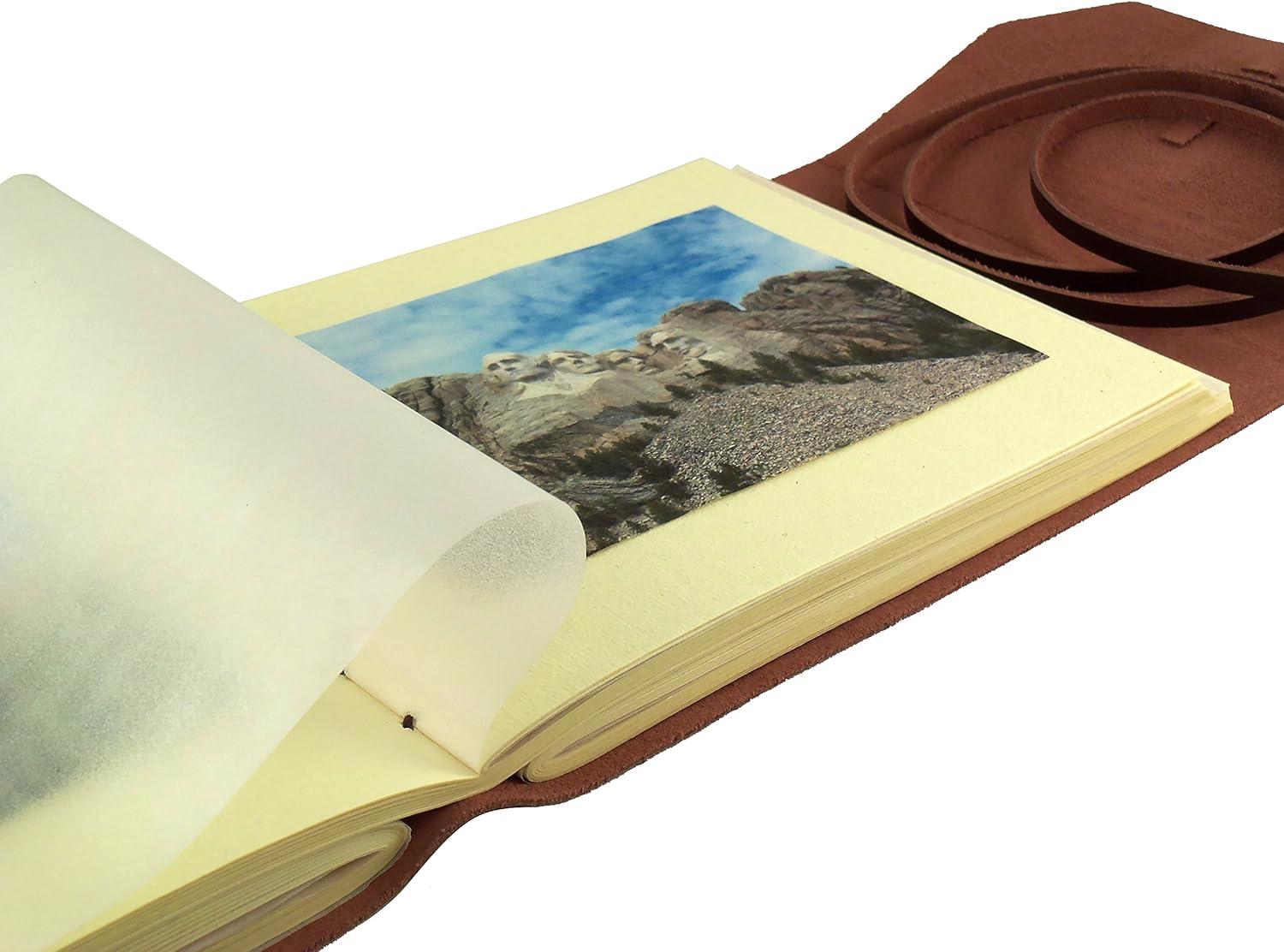 Rustic Genuine Leather Photo Album with Gift Box - Scrapbook Style Pages - Holds 100 4x6 or 5x7 Photos - Photo Book 6x8"