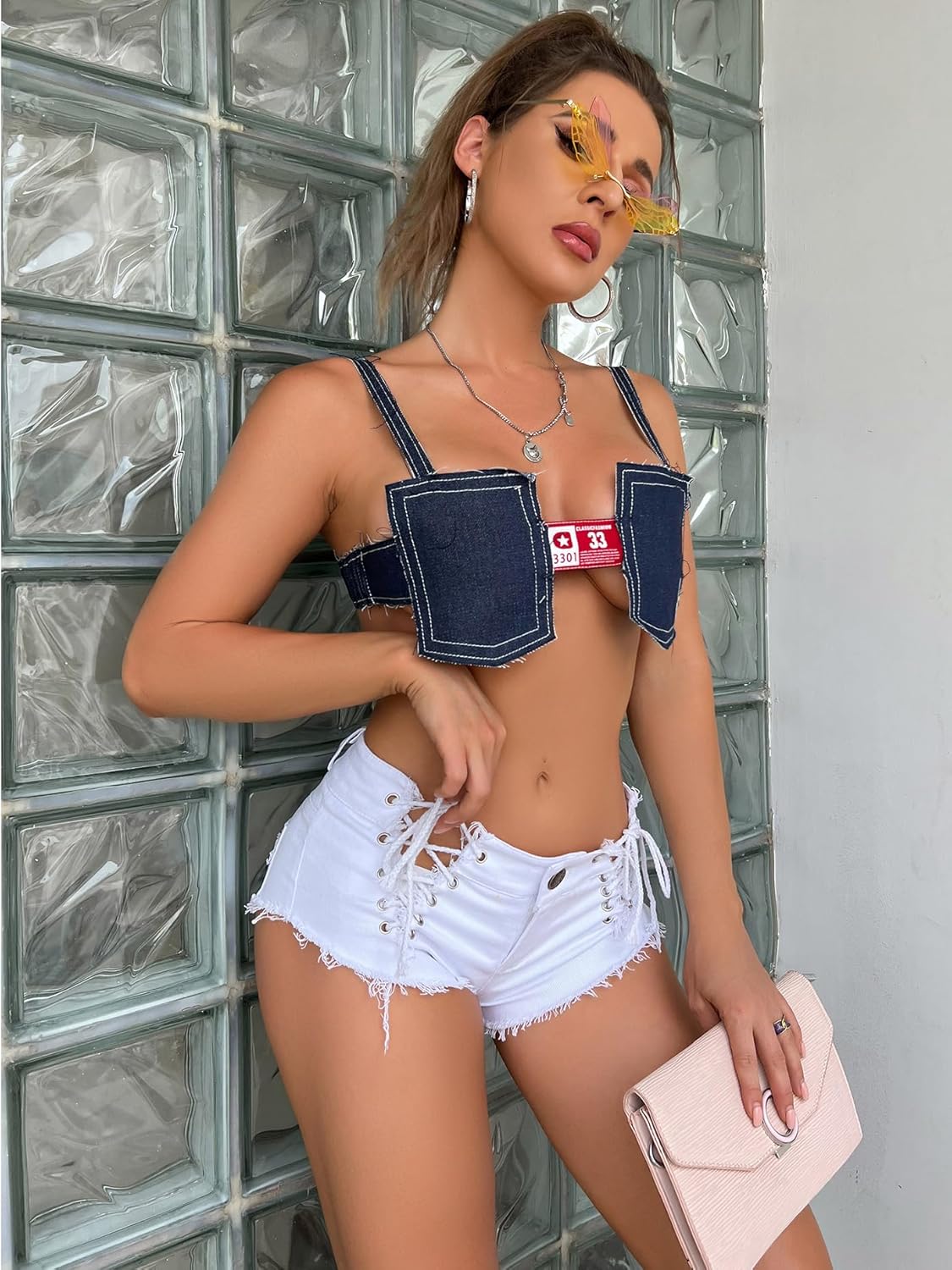 Women's Casual Jeans Shorts Sexy Lace Up Ripped Mini Denim Booty Shorts Hot Pants - Image 5