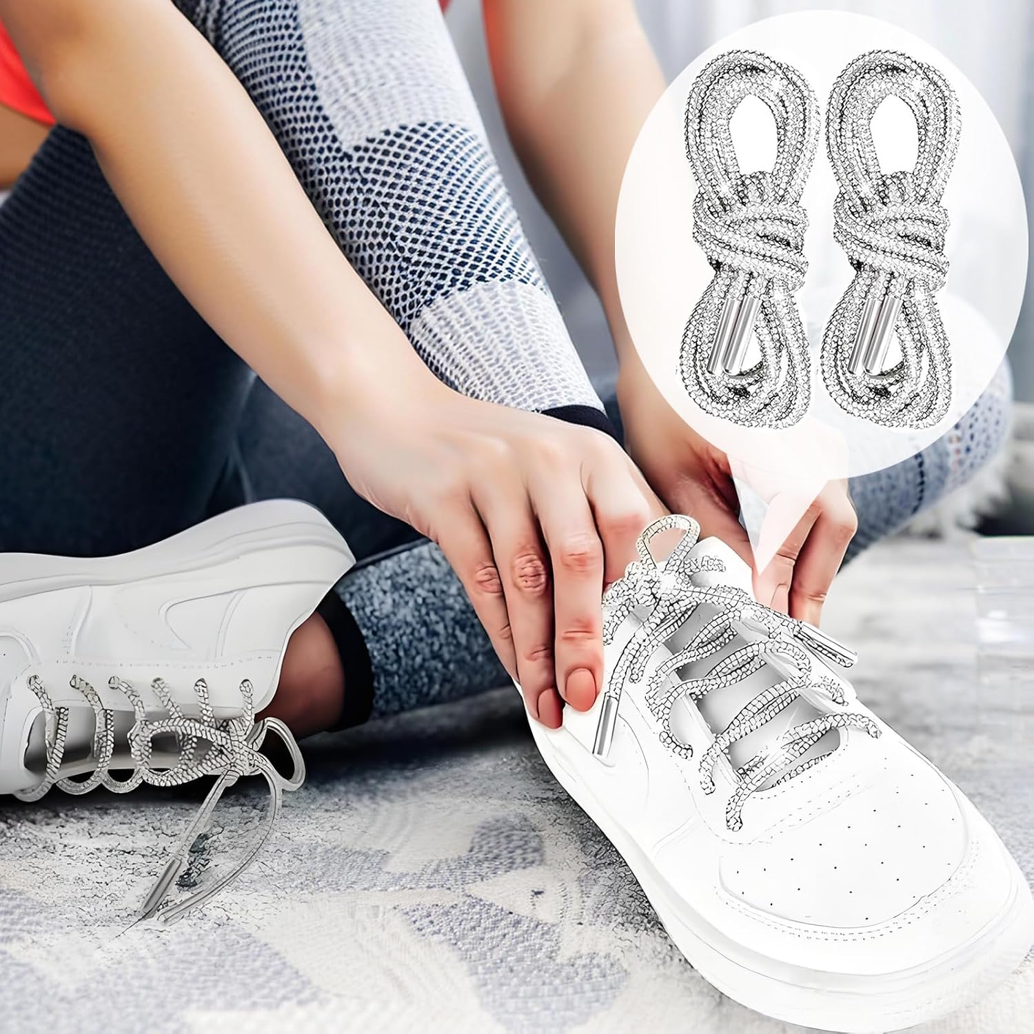 12 Pack Rhinestone Bling Shoe Laces for Womens Men 47" Sparkly Crystal Glitter Rope Round Shoelaces for Sneakers Boots Drawstring Cords Hoodies Strings Replacement Wholesales Set