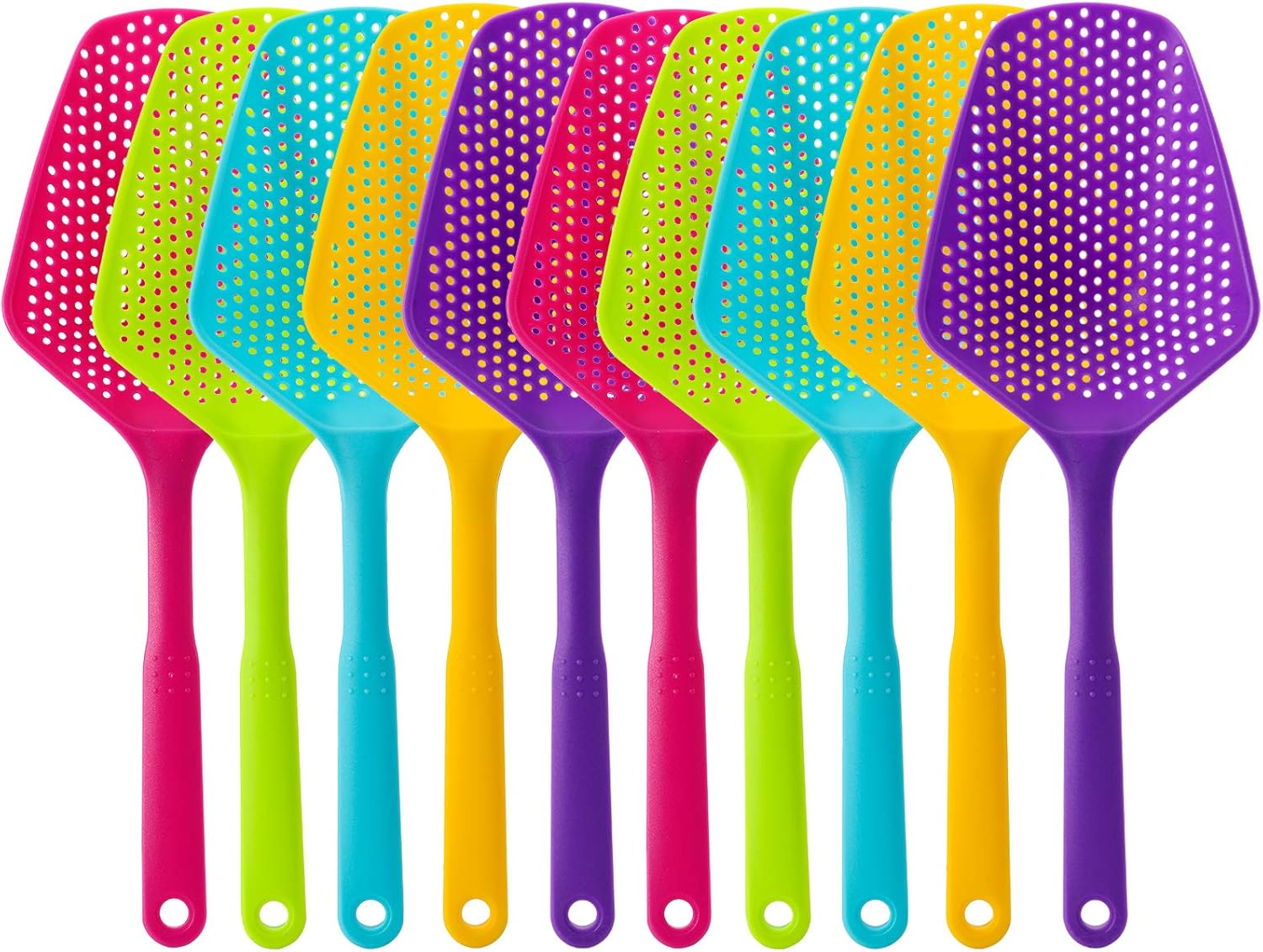 Bekith 10 Pieces Scoop Colander Strainer Nylon Slotted Spoon Kitchen Food Drain Shovel Strainers for Kitchen Cooking Baking Drain