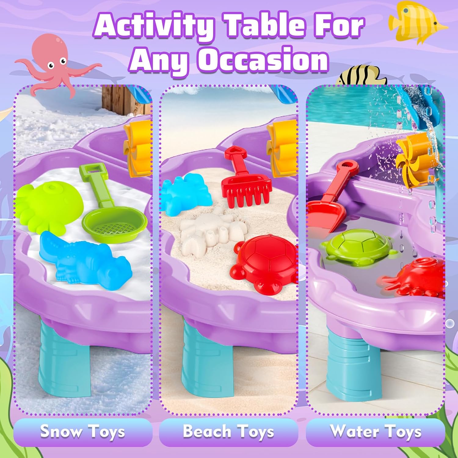 deAO Water Sand Table for Toddlers 3-5 Outdoor Toys 2-Tier Kids Water Table Summer Water Play Table Beach Outside Pool Backyard Toys Party Birthday Gifts for Boys Girls