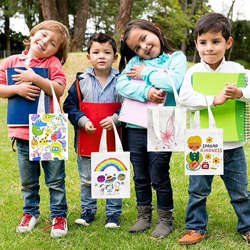 Miniatura 6 de Aimuzir 10 bolsas de lona de 8.5 x 8 pulgadas en blanco, bolsas de manualidades blancas, bolsas de comestibles reutilizables, bolsa de regalo para